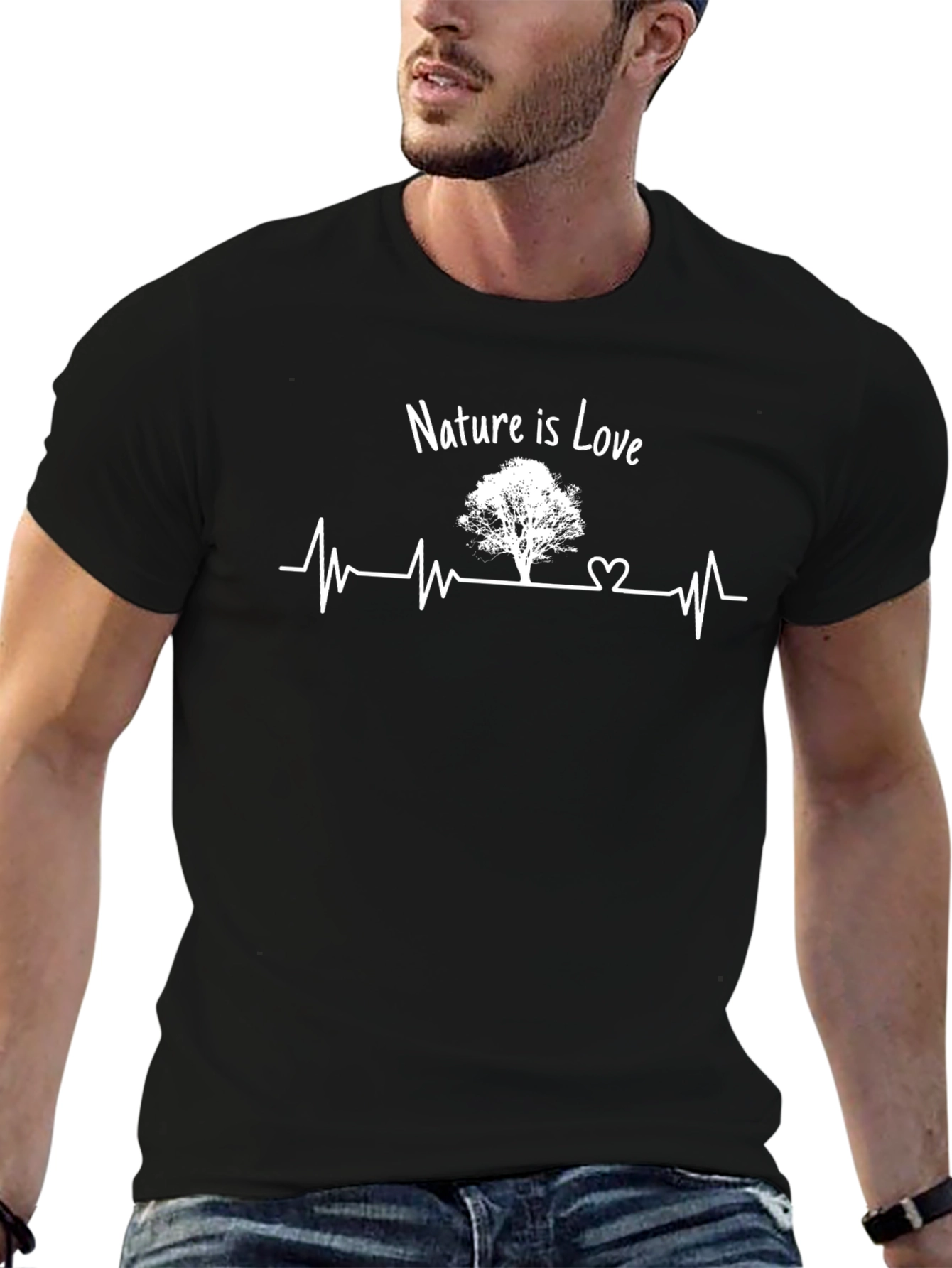 Nature is Love Graphic Tee - Tree Heartbeat Design