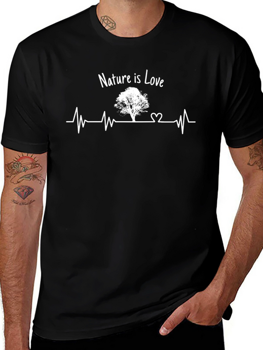 Nature is Love Graphic Tee - Tree Heartbeat Design