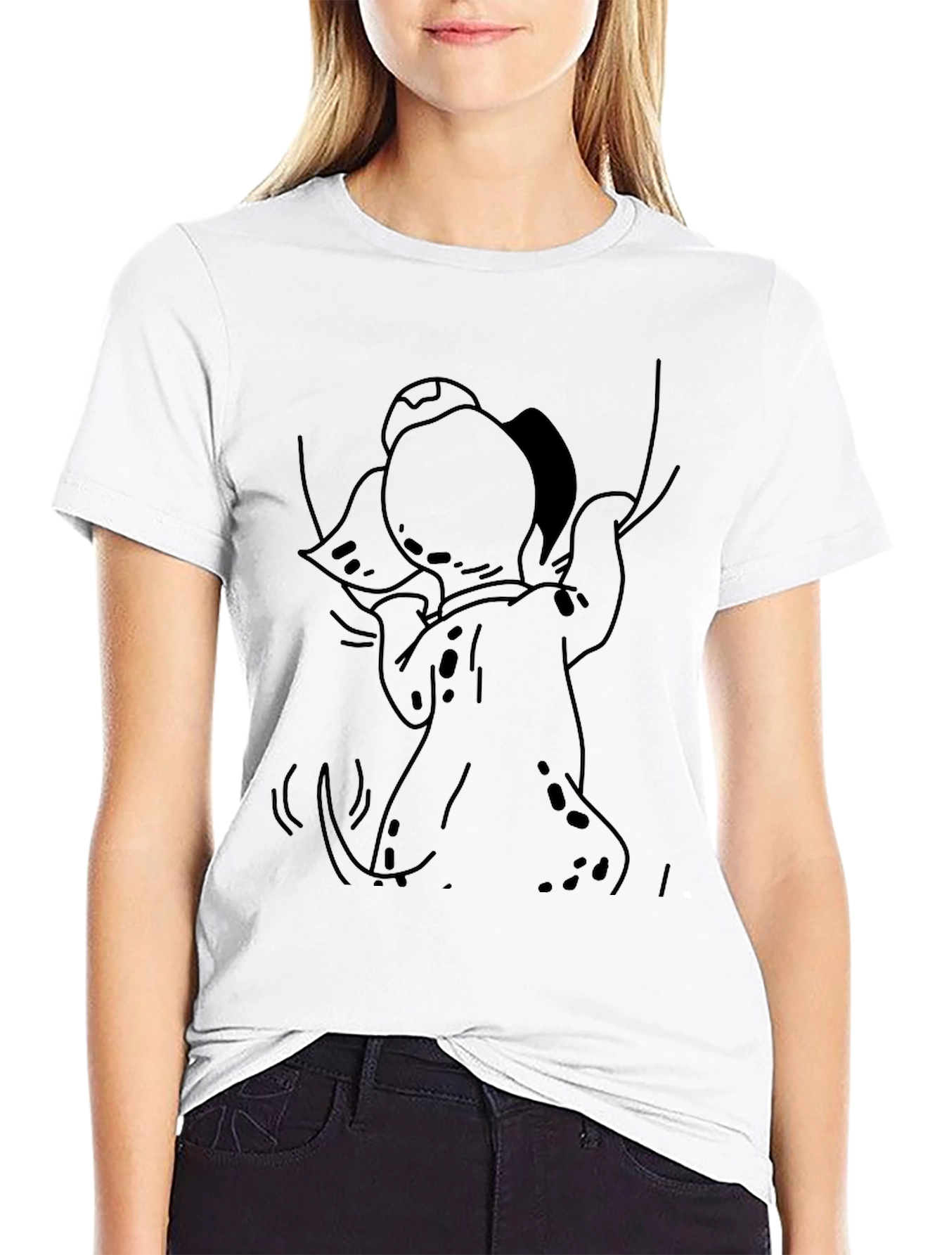 Cartoon Dog Graphic Black T-Shirt