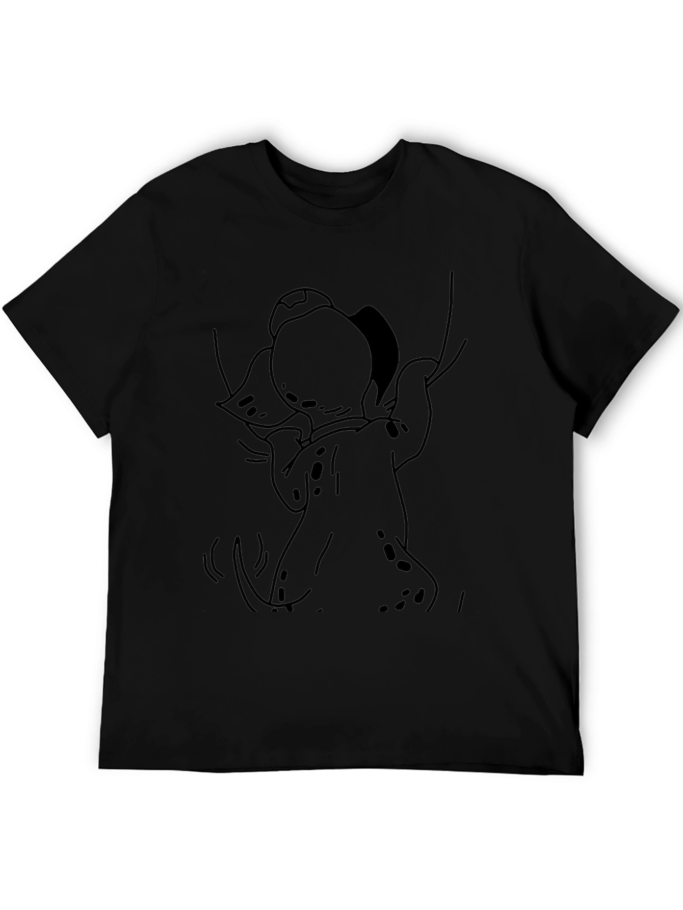 Cartoon Dog Graphic Black T-Shirt