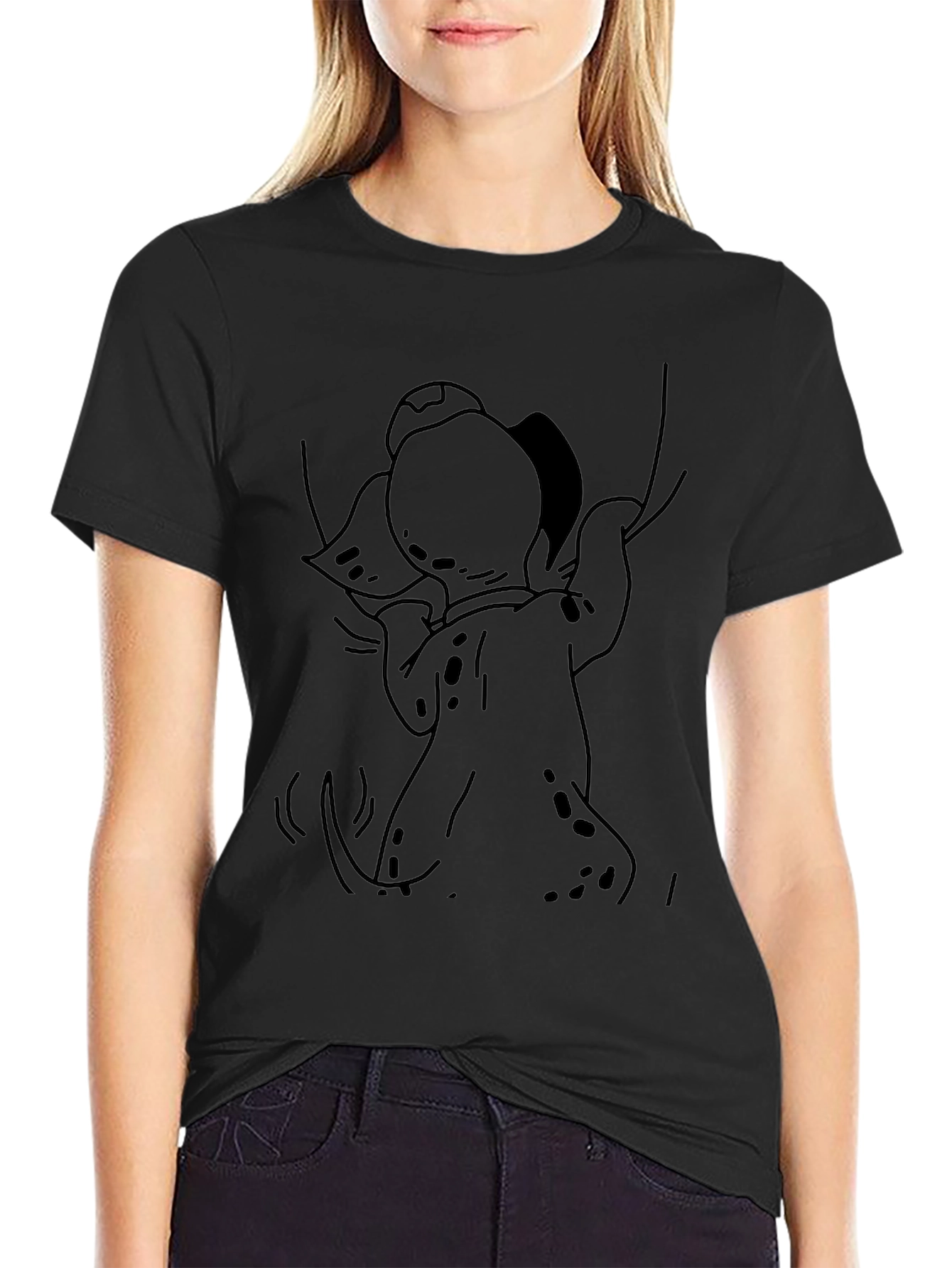 Cartoon Dog Graphic Black T-Shirt