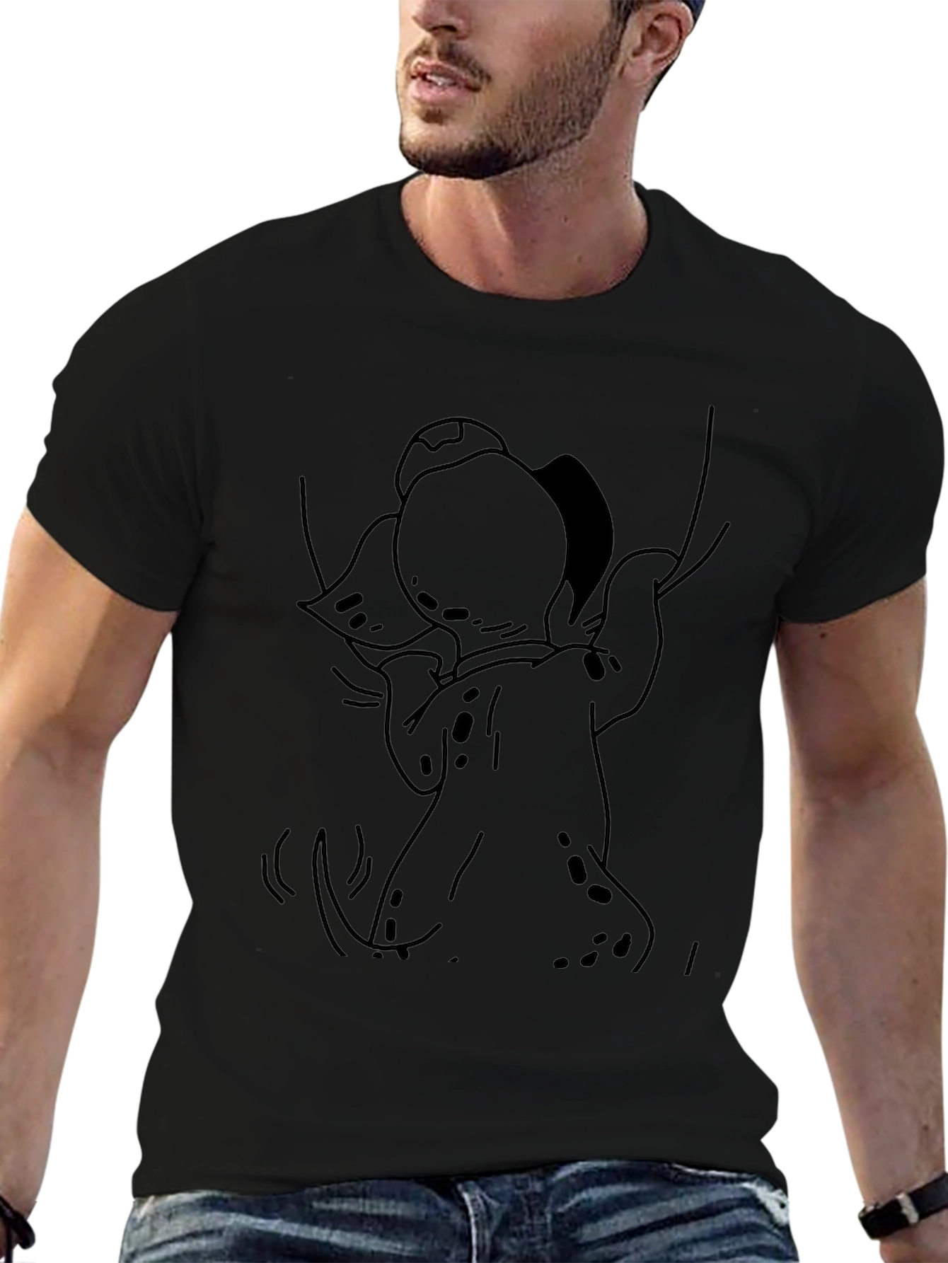 Cartoon Dog Graphic Black T-Shirt