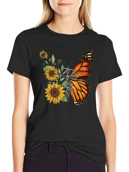 Faith Butterfly Sunflower Graphic Tee