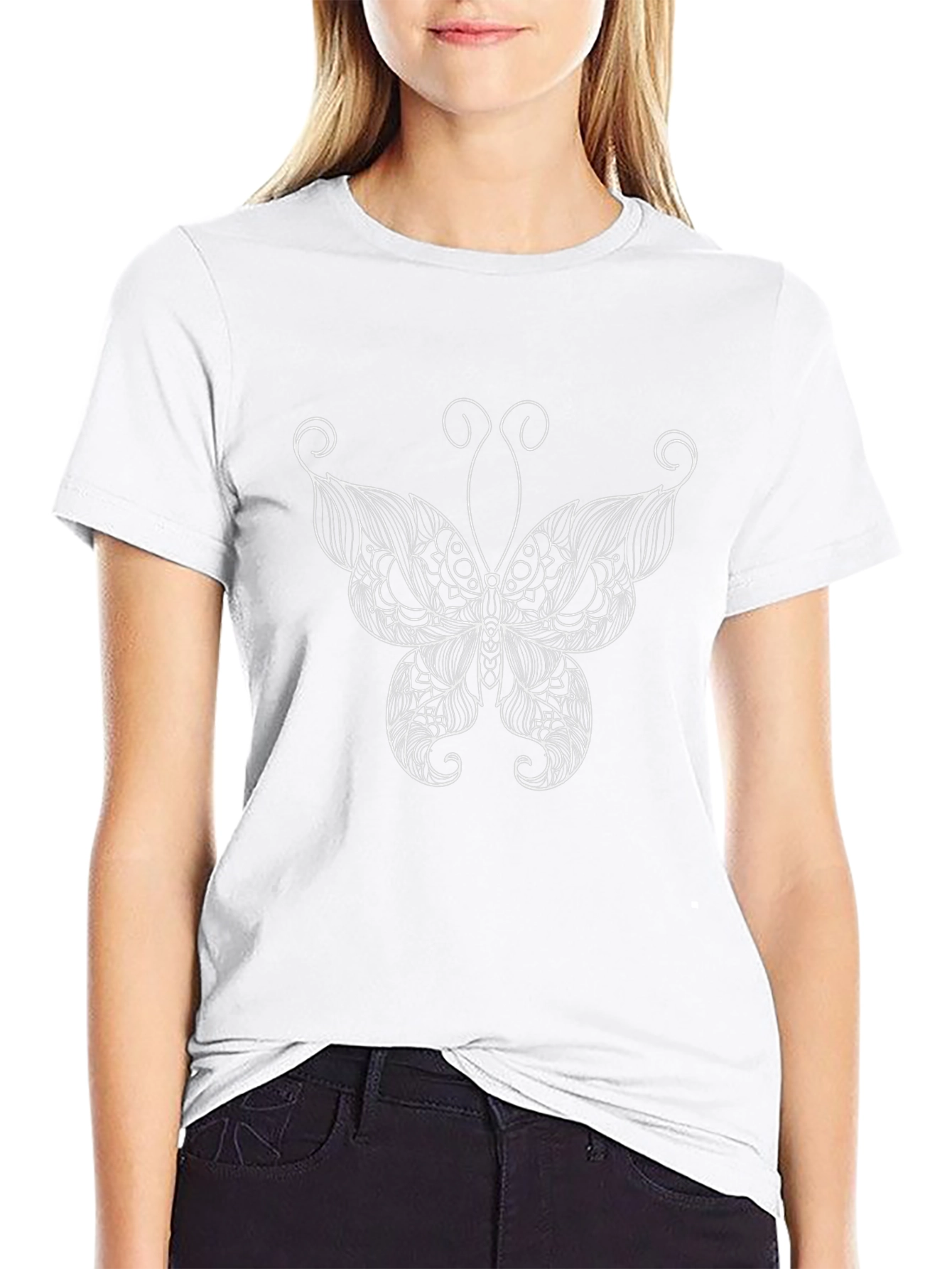 Black Tee with Butterfly Graphic