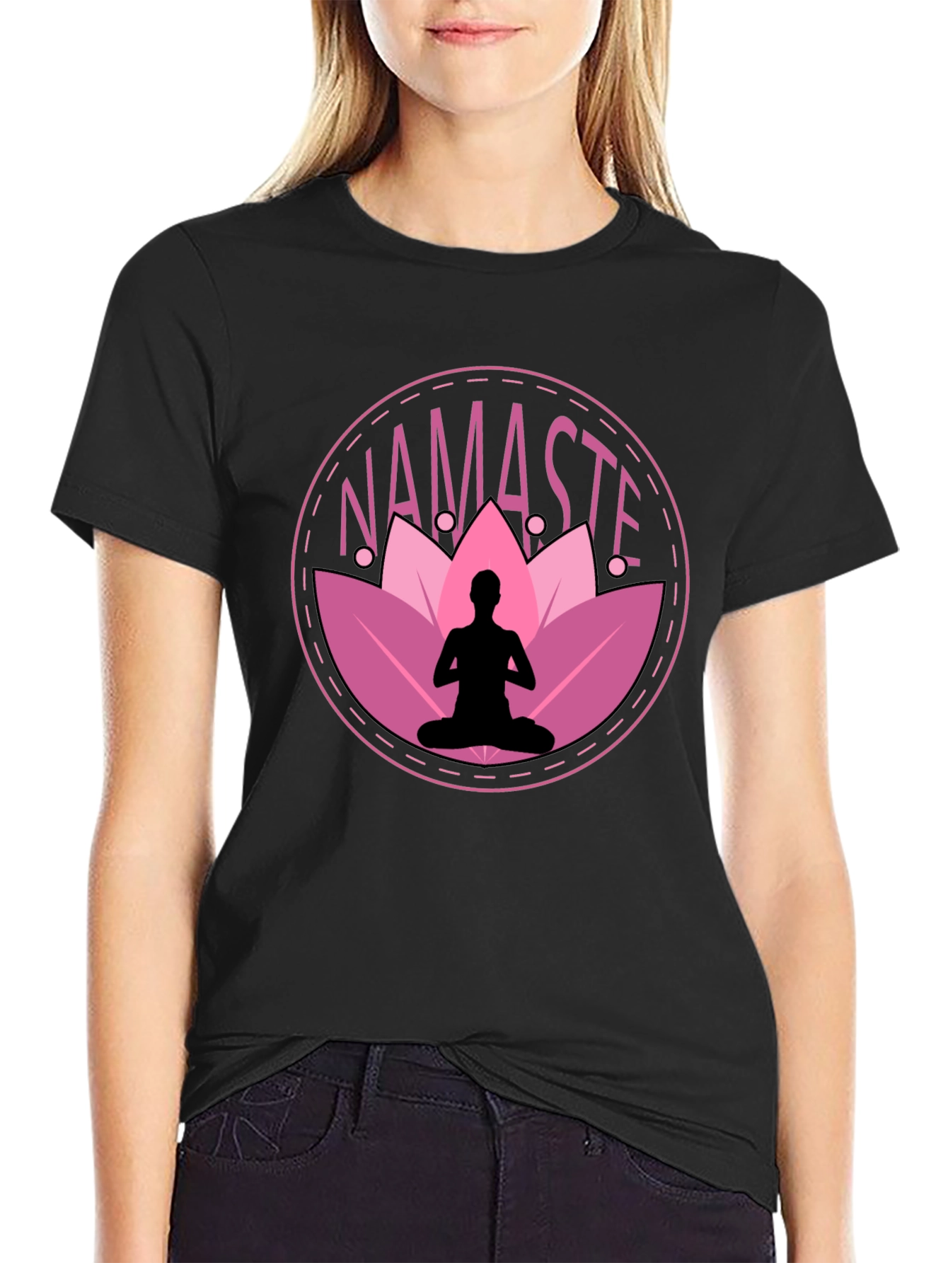 Namaste Yoga T-Shirt - Meditating Lotus Design