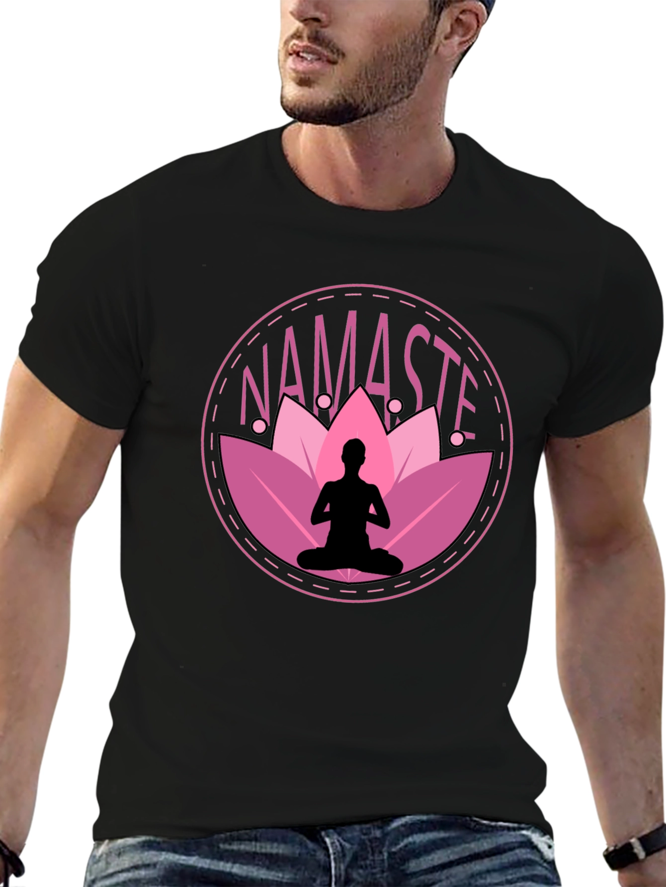Namaste Yoga T-Shirt - Meditating Lotus Design