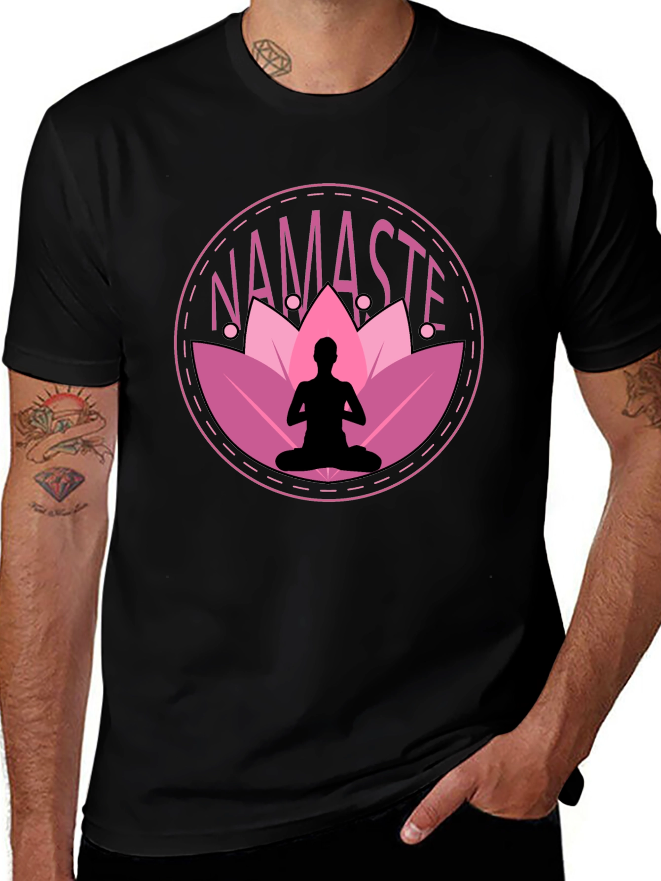 Namaste Yoga T-Shirt - Meditating Lotus Design