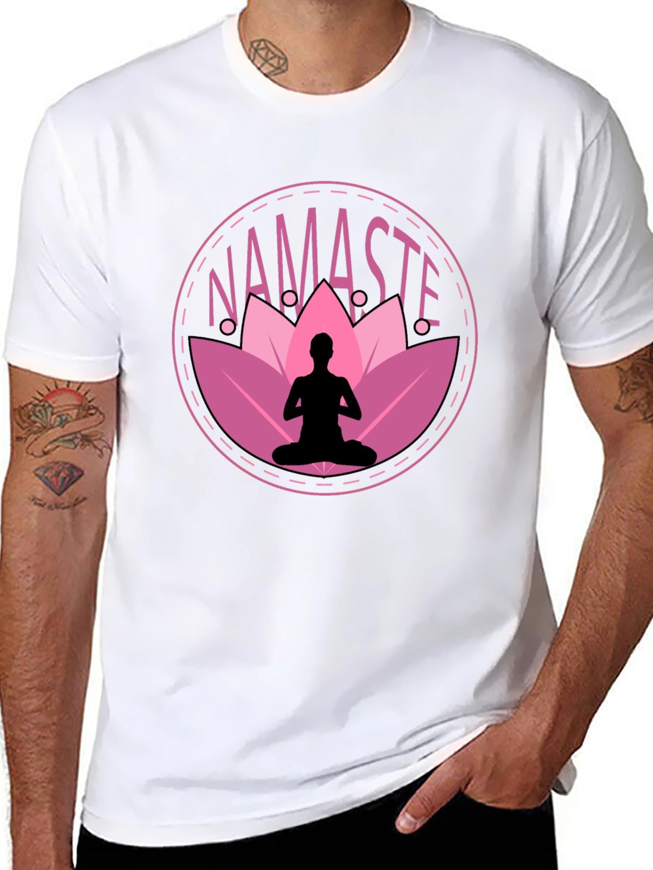 Namaste Yoga T-Shirt - Meditating Lotus Design