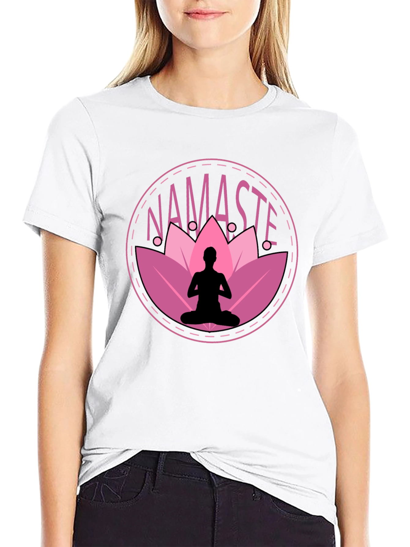 Namaste Yoga T-Shirt - Meditating Lotus Design