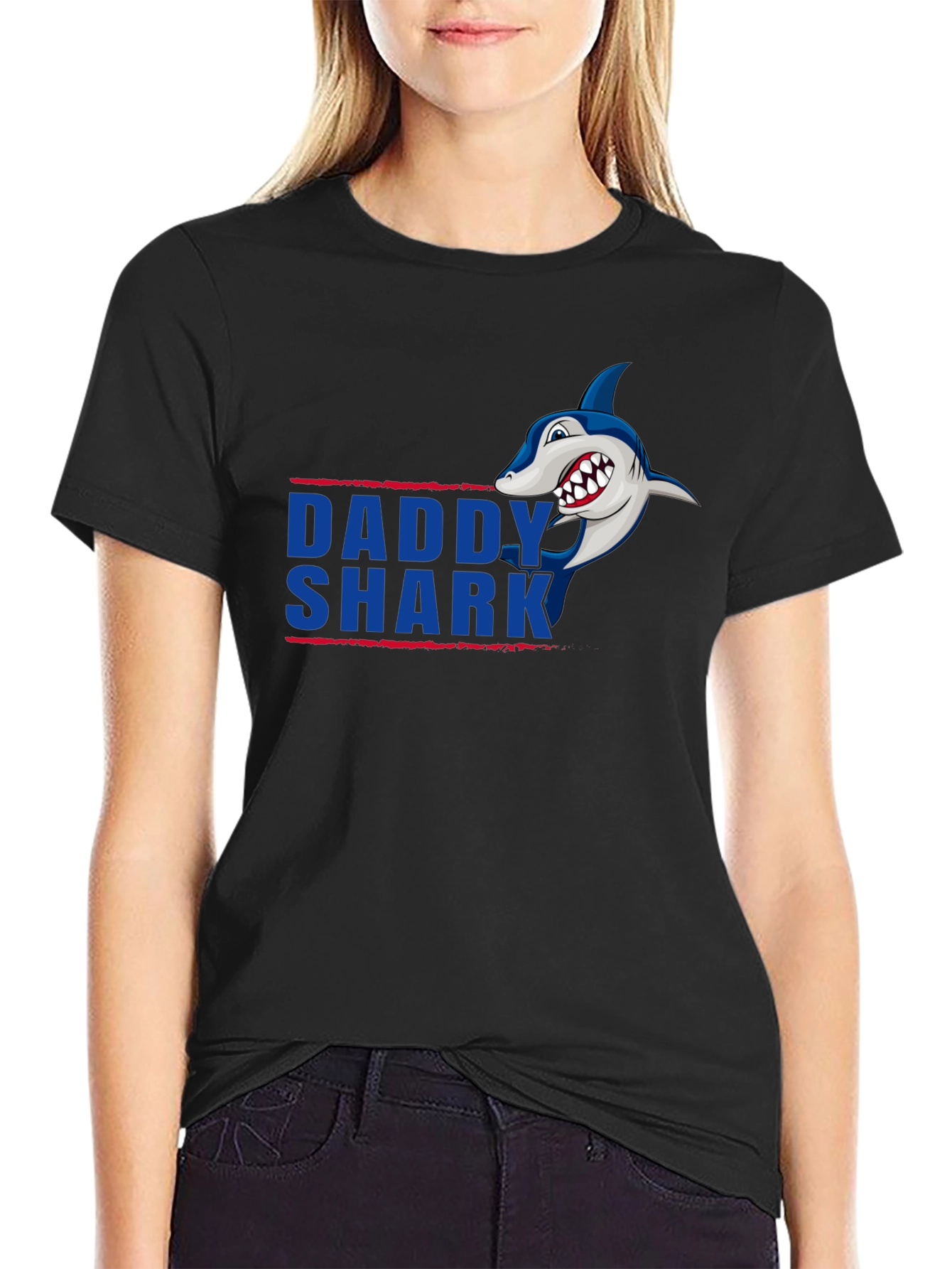Daddy Shark Graphic Tee - Black Cotton T-Shirt