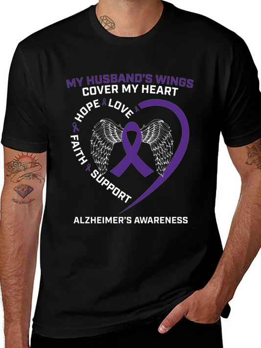 Alzheimers Awareness Husband Wings Heart T-Shirt