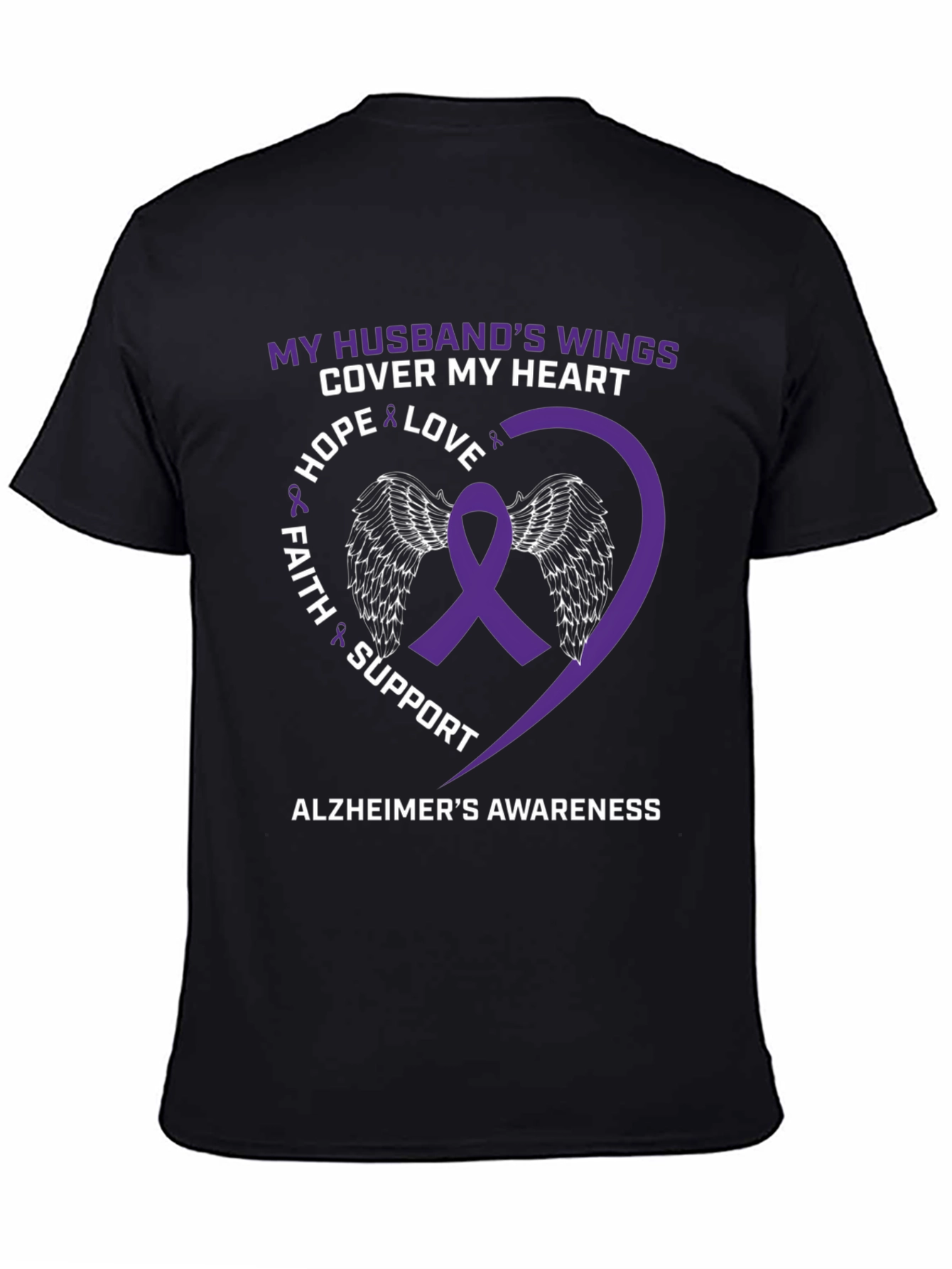 Alzheimers Awareness Husband Wings Heart T-Shirt