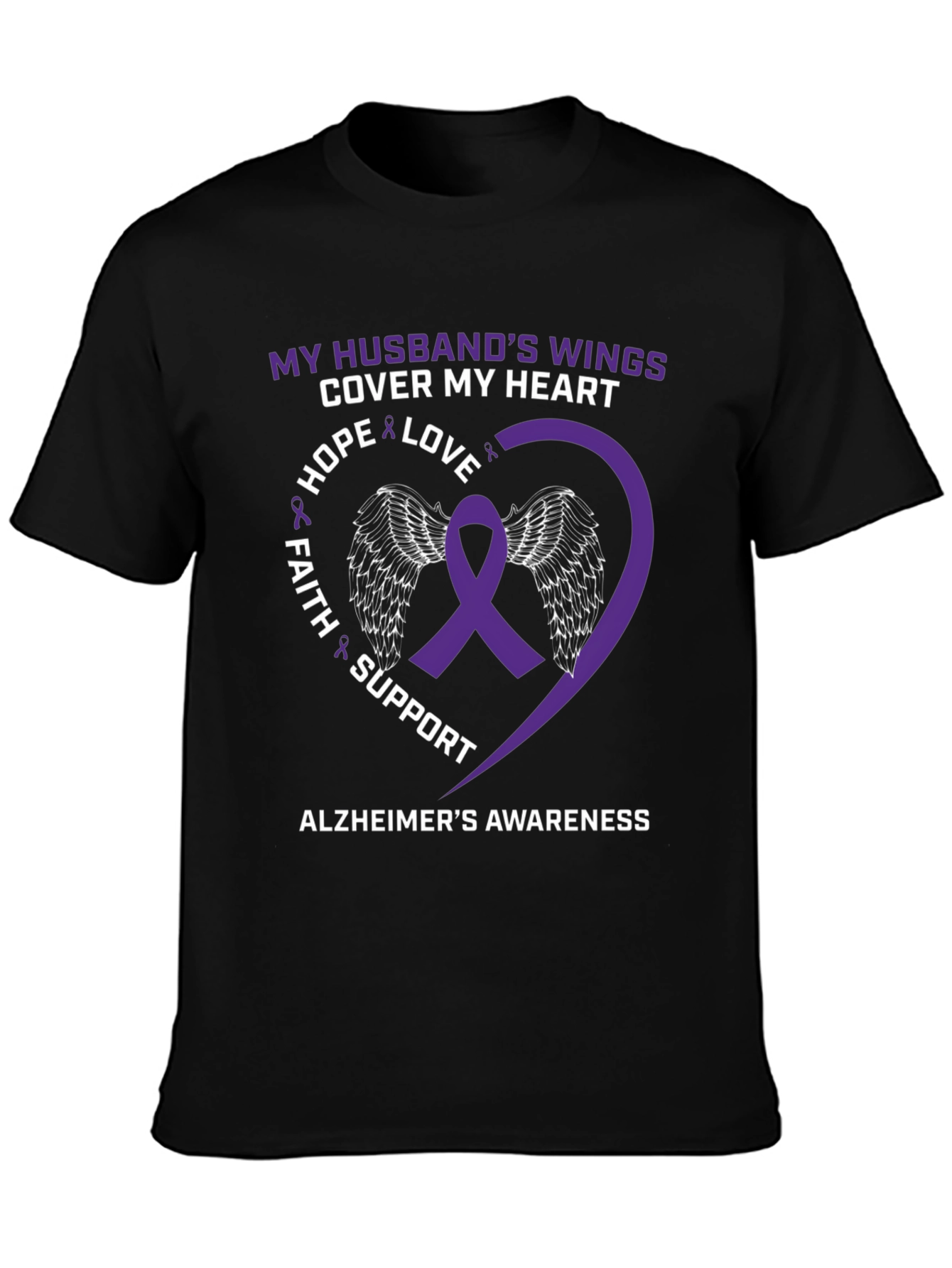 Alzheimers Awareness Husband Wings Heart T-Shirt
