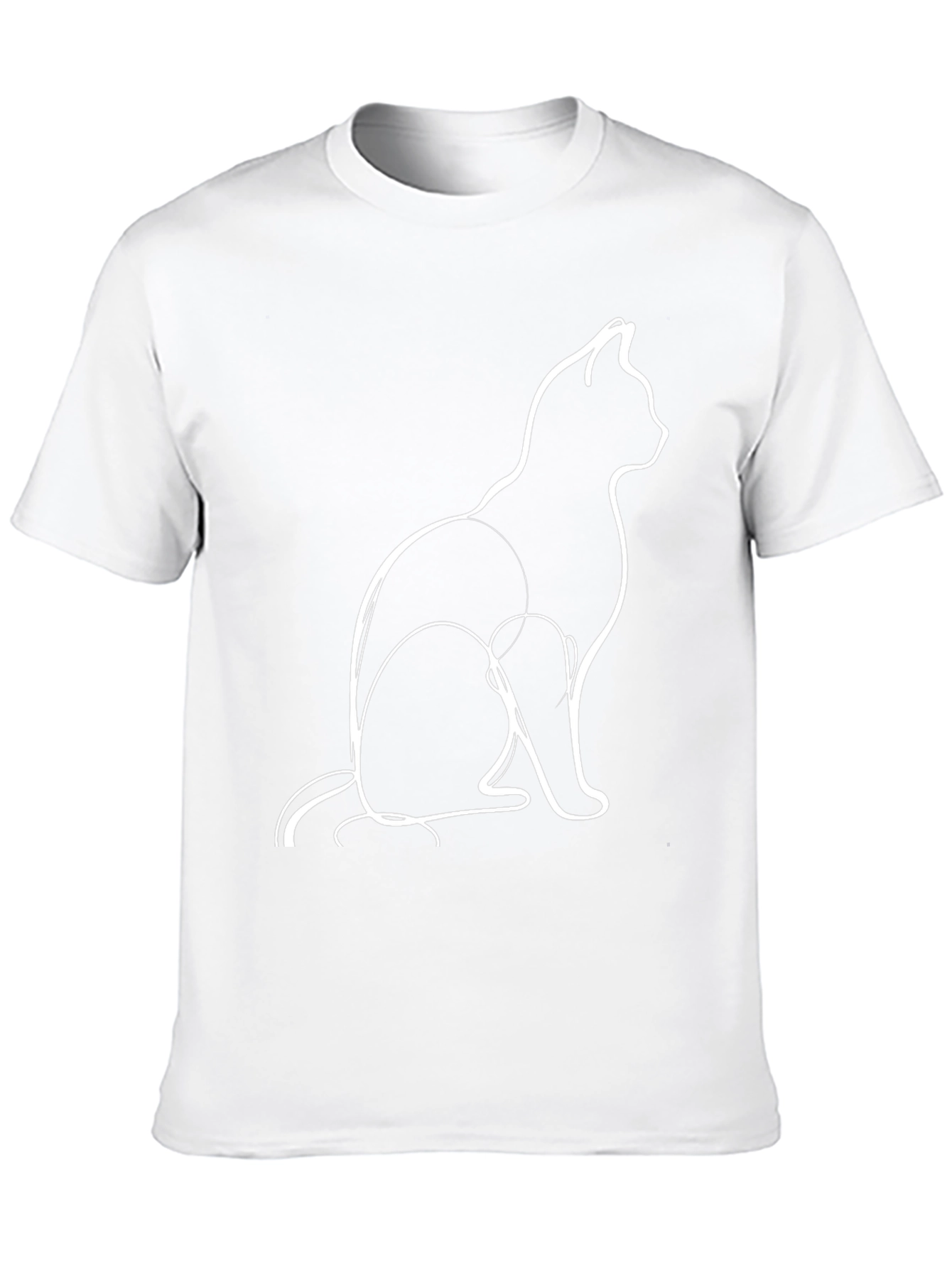 Minimalist Cat Outline Graphic Tee - Black