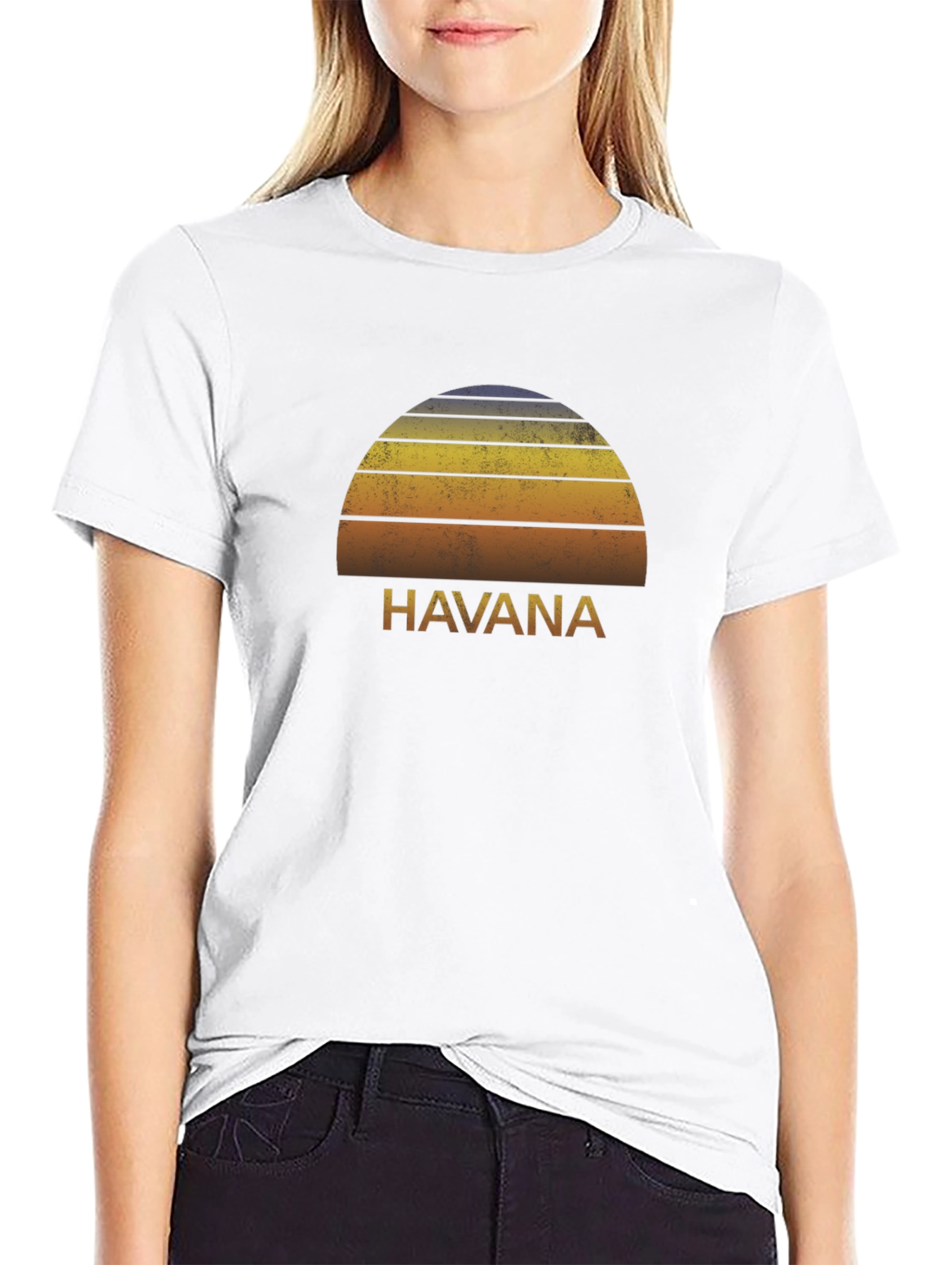 Havana Sunset Retro Graphic Tee - Black T-Shirt