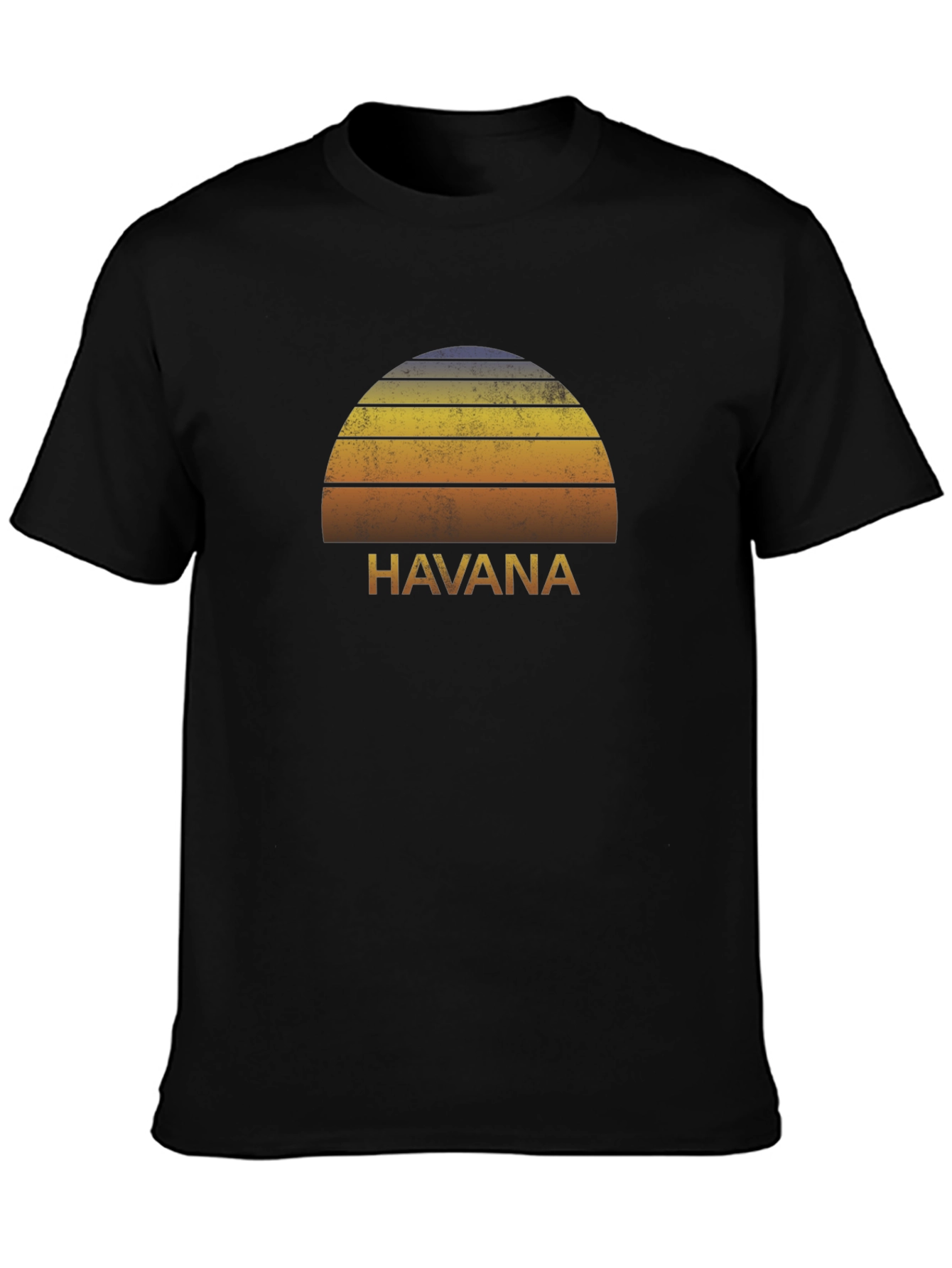 Havana Sunset Retro Graphic Tee - Black T-Shirt
