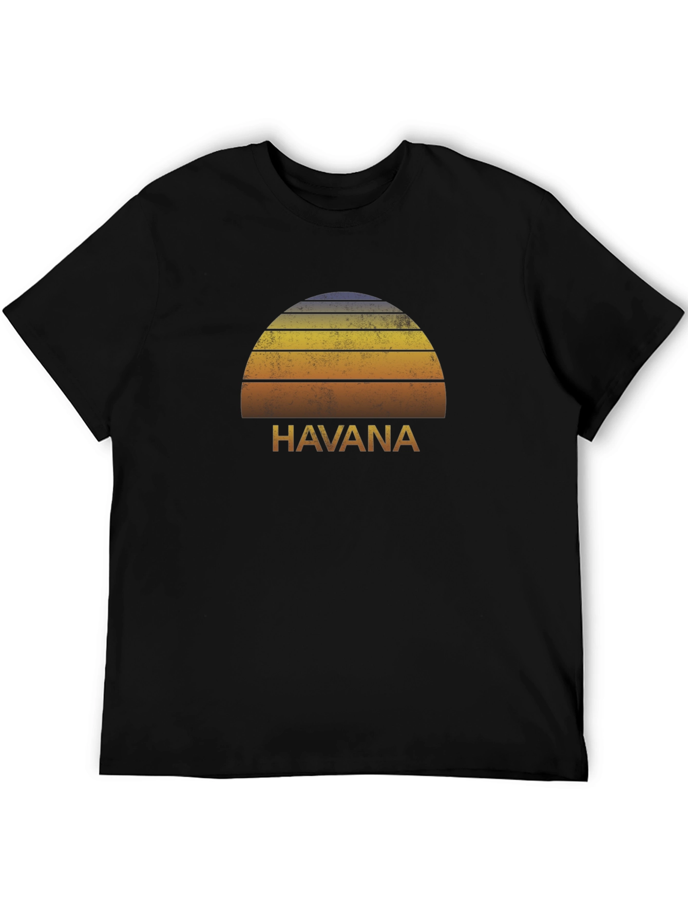 Havana Sunset Retro Graphic Tee - Black T-Shirt