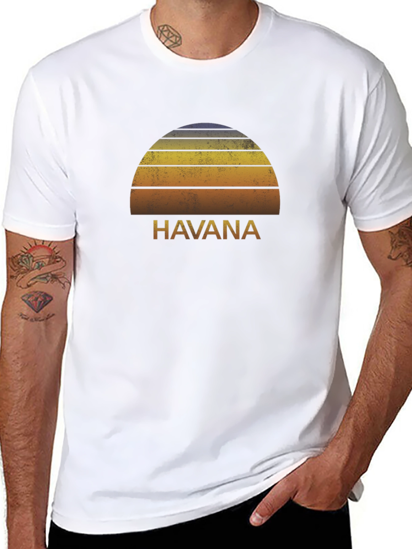 Havana Sunset Retro Graphic Tee - Black T-Shirt