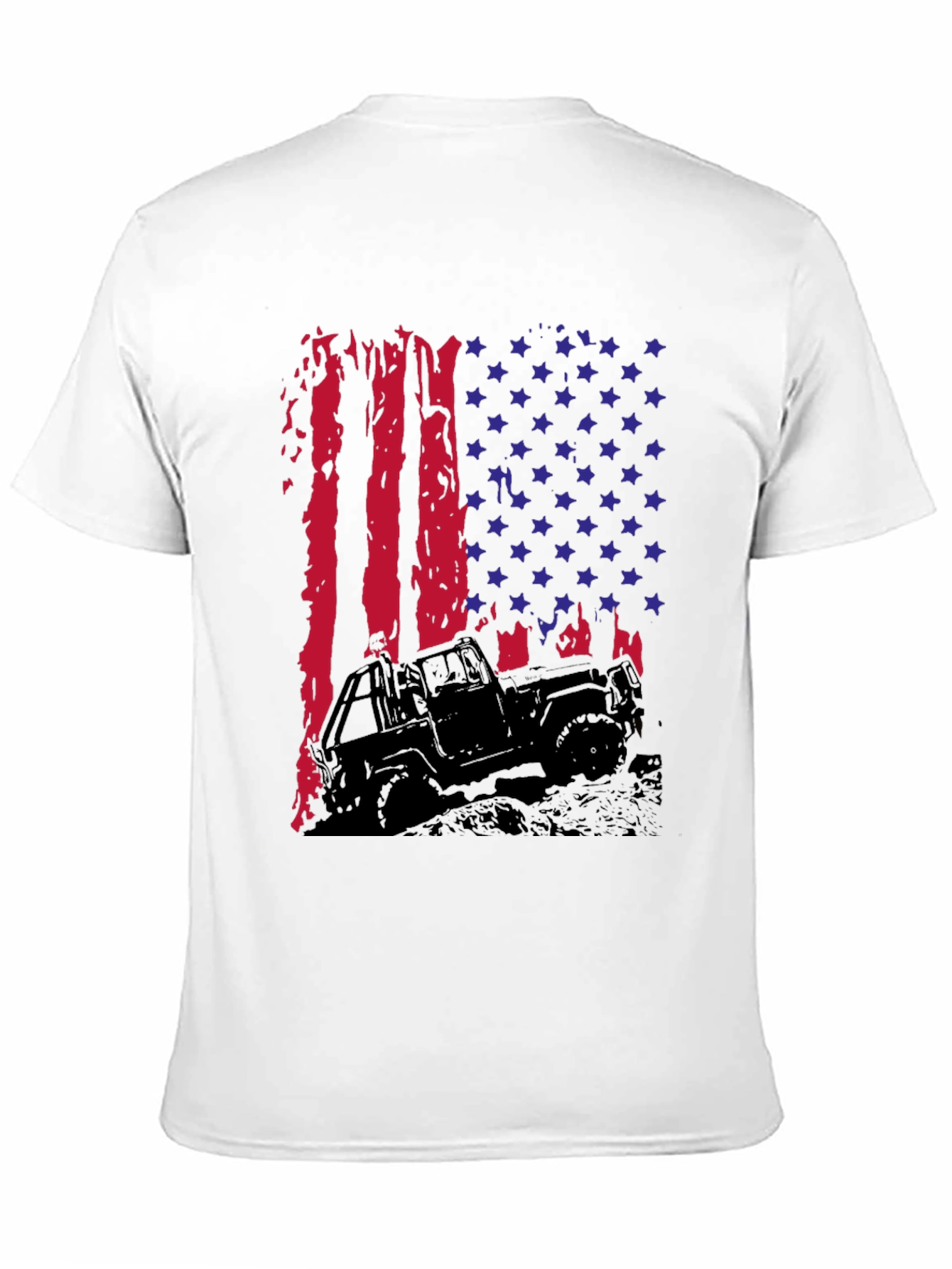 American Flag Jeep T-Shirt - Patriotic Off-Road Style
