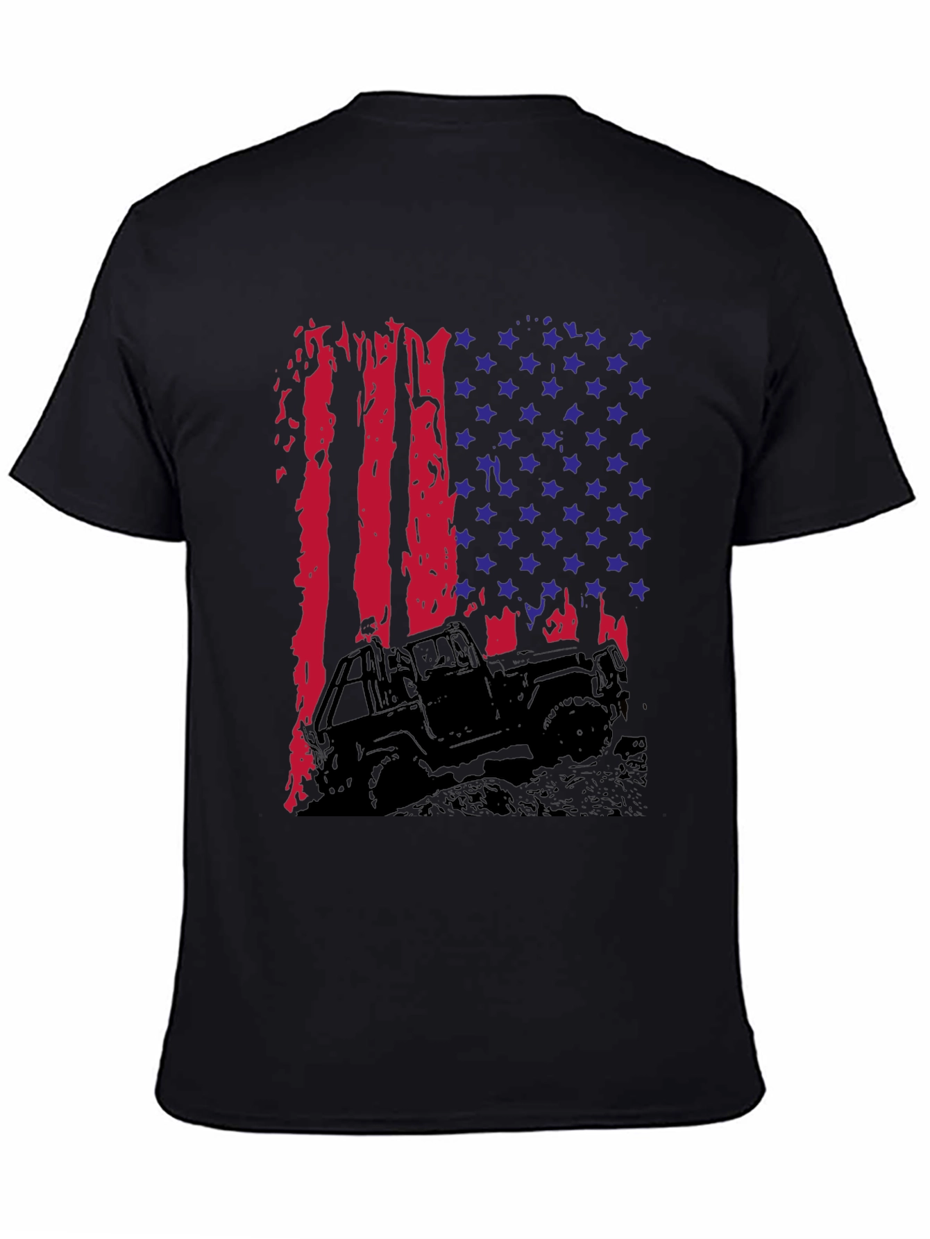 American Flag Jeep T-Shirt - Patriotic Off-Road Style