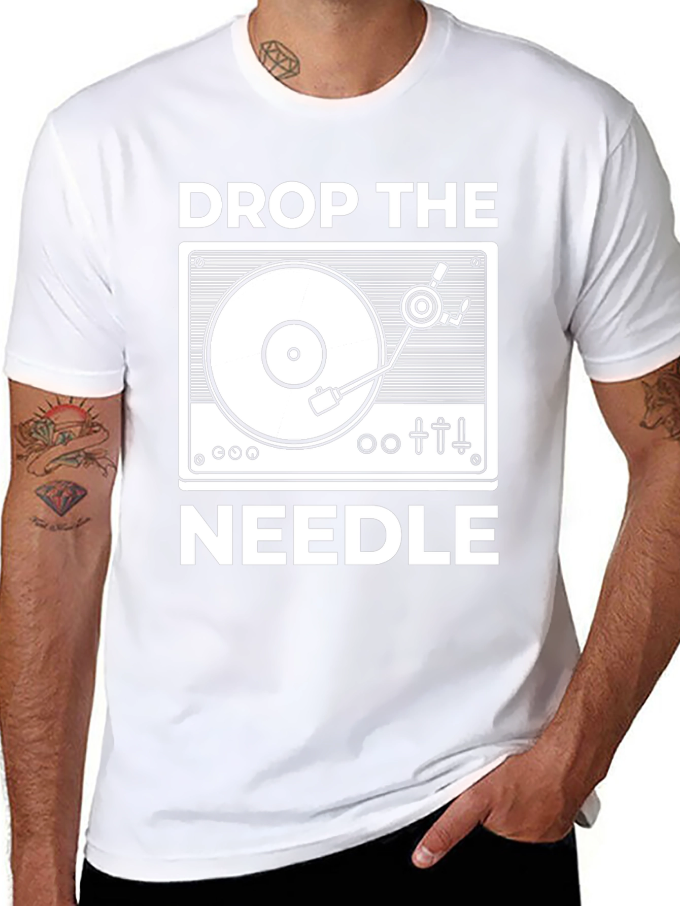 Drop The Needle T-Shirt - Retro DJ Turntable Design