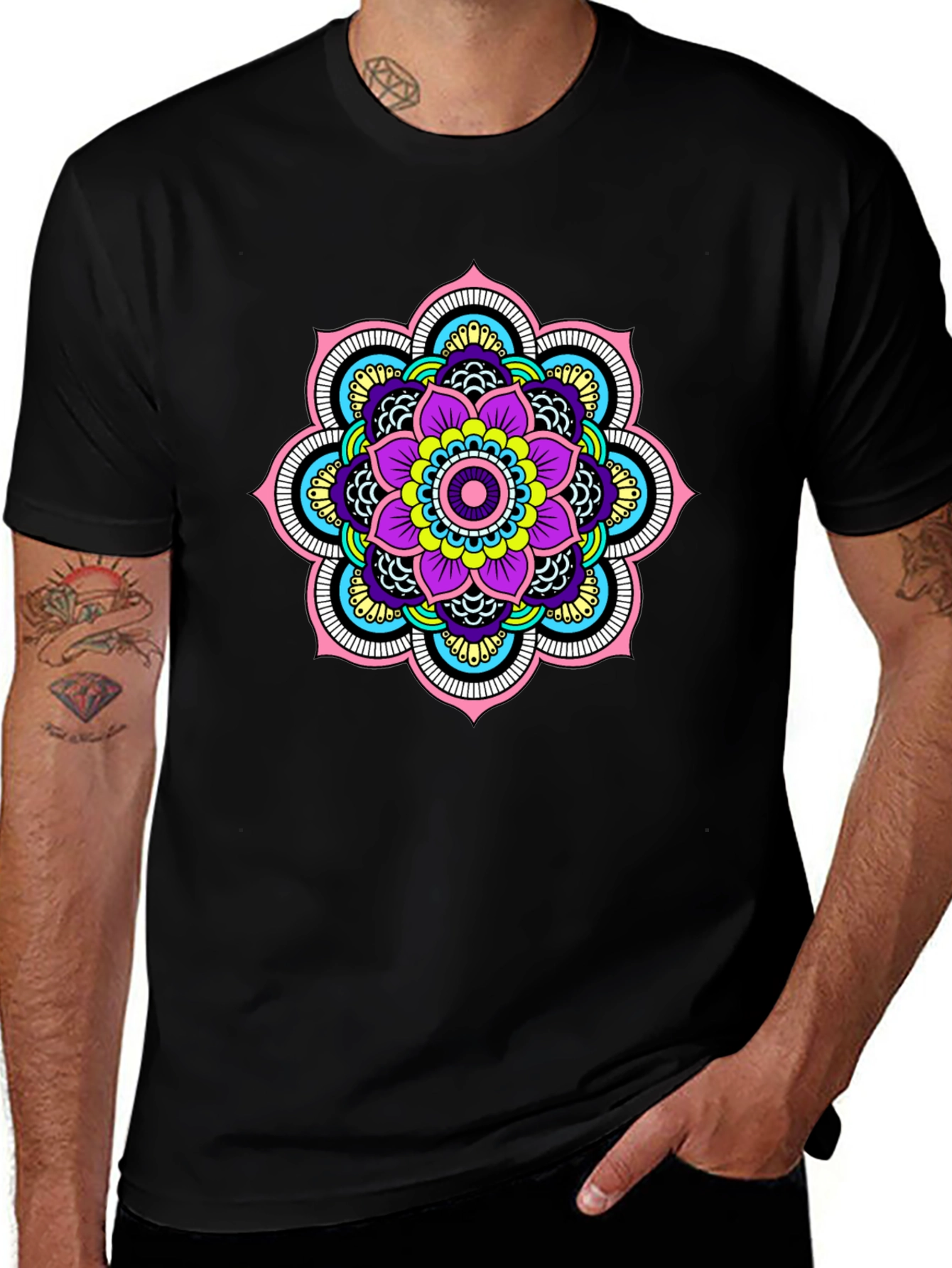 Mandala Design Black T-Shirt