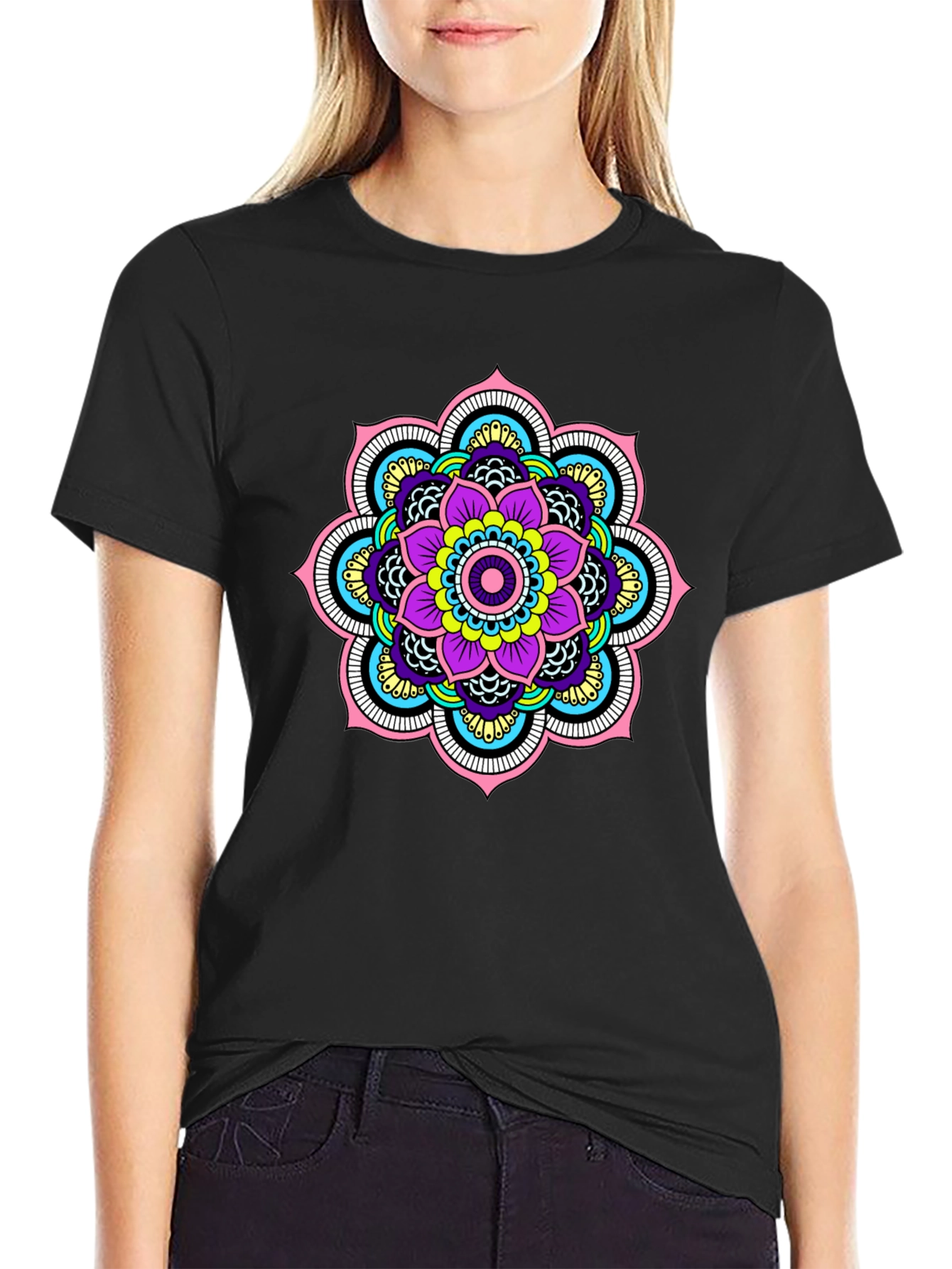 Mandala Design Black T-Shirt
