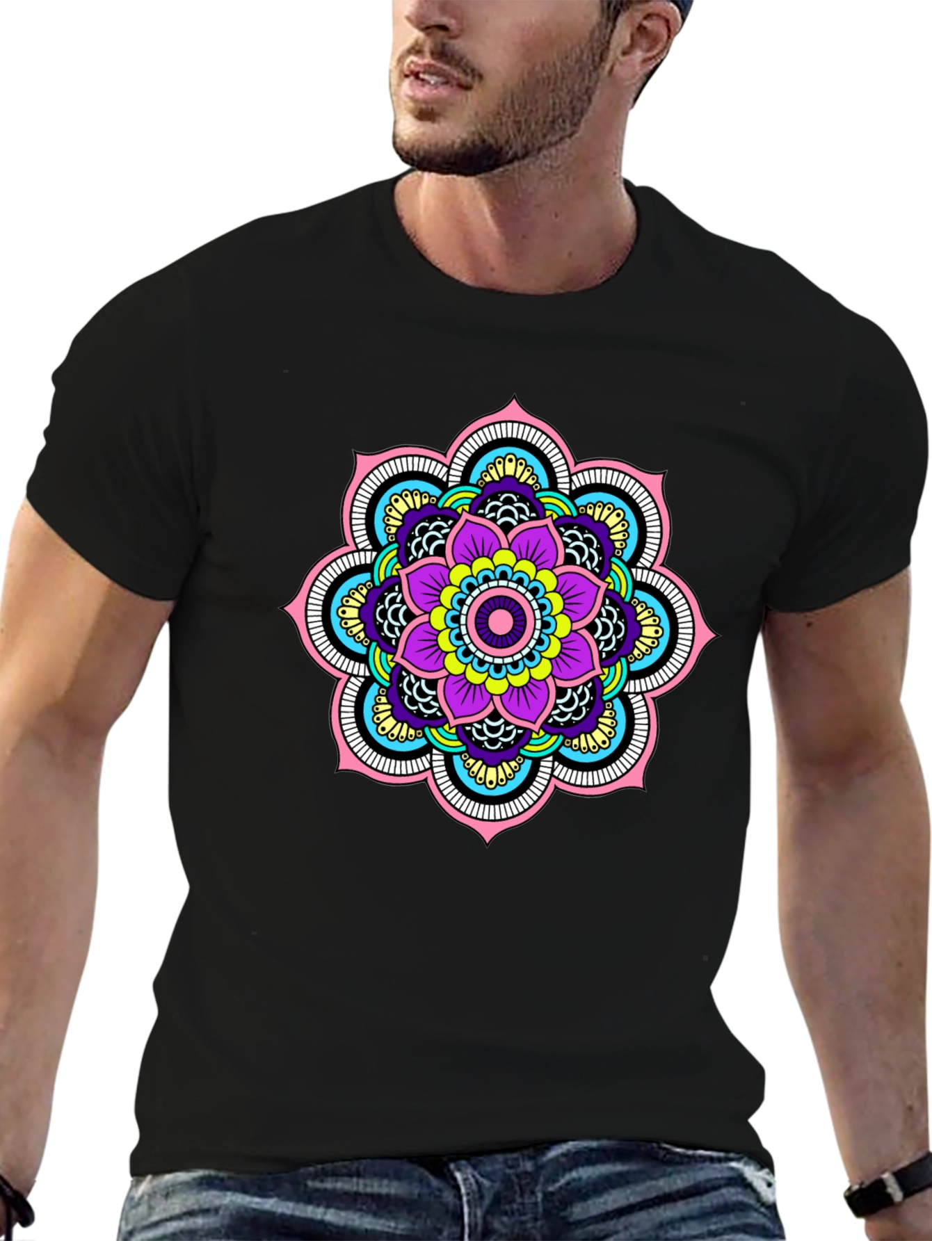 Mandala Design Black T-Shirt