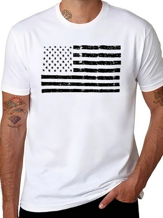 Mens Black American Flag Graphic Tee