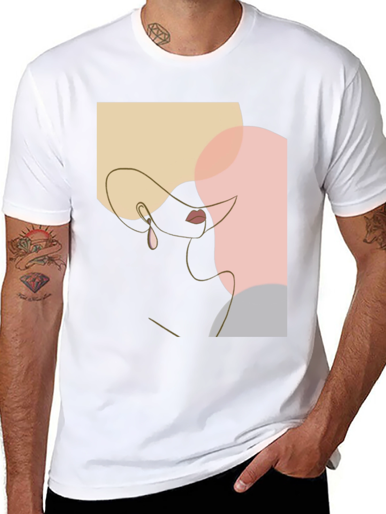 Abstract Face Line Art T-Shirt