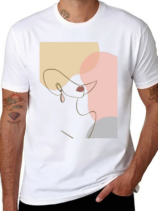 Abstract Face Line Art T-Shirt