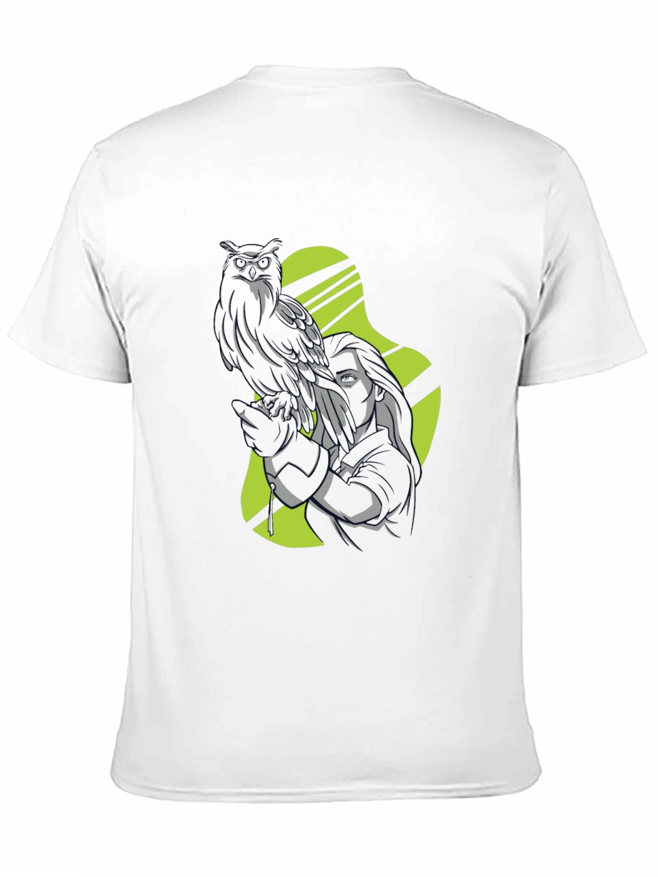 Owl and Woman Graphic Black T-Shirt