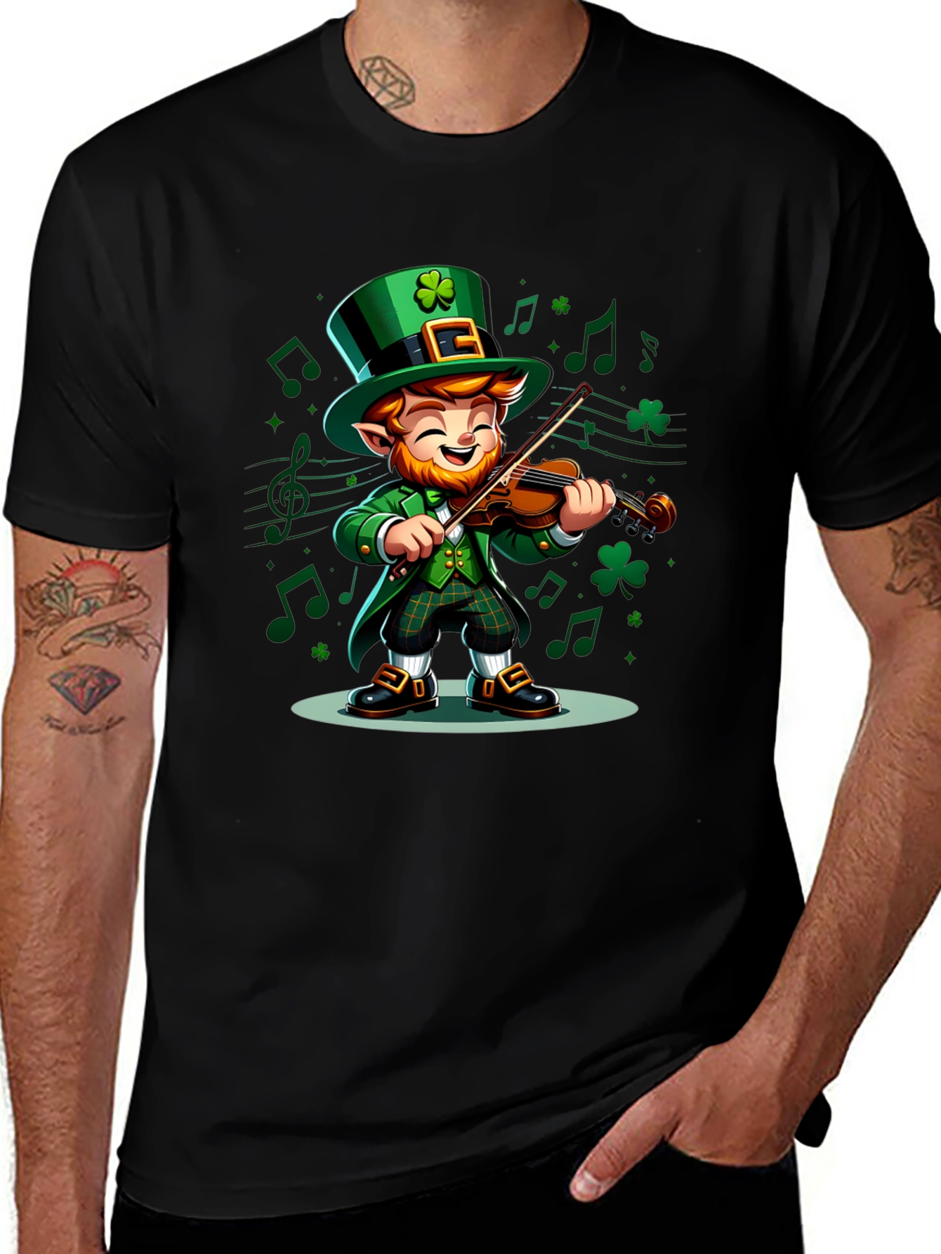 Leprechaun Musician Graphic Tee - St. Patricks Day Style
