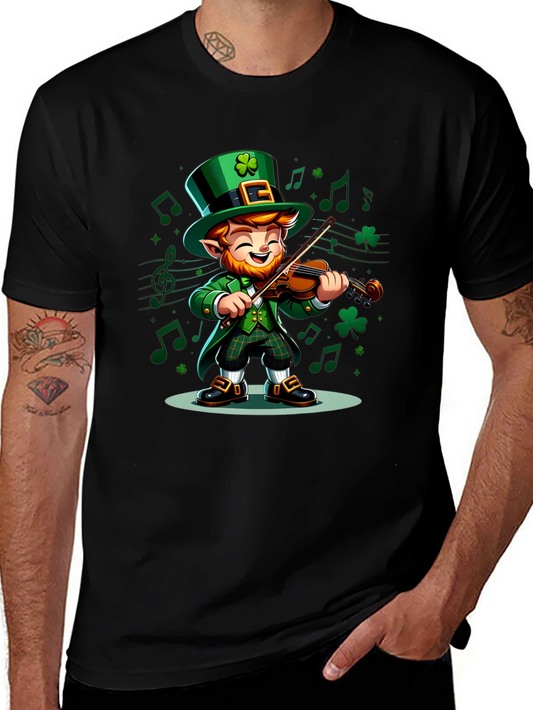 Leprechaun Musician Graphic Tee - St. Patricks Day Style
