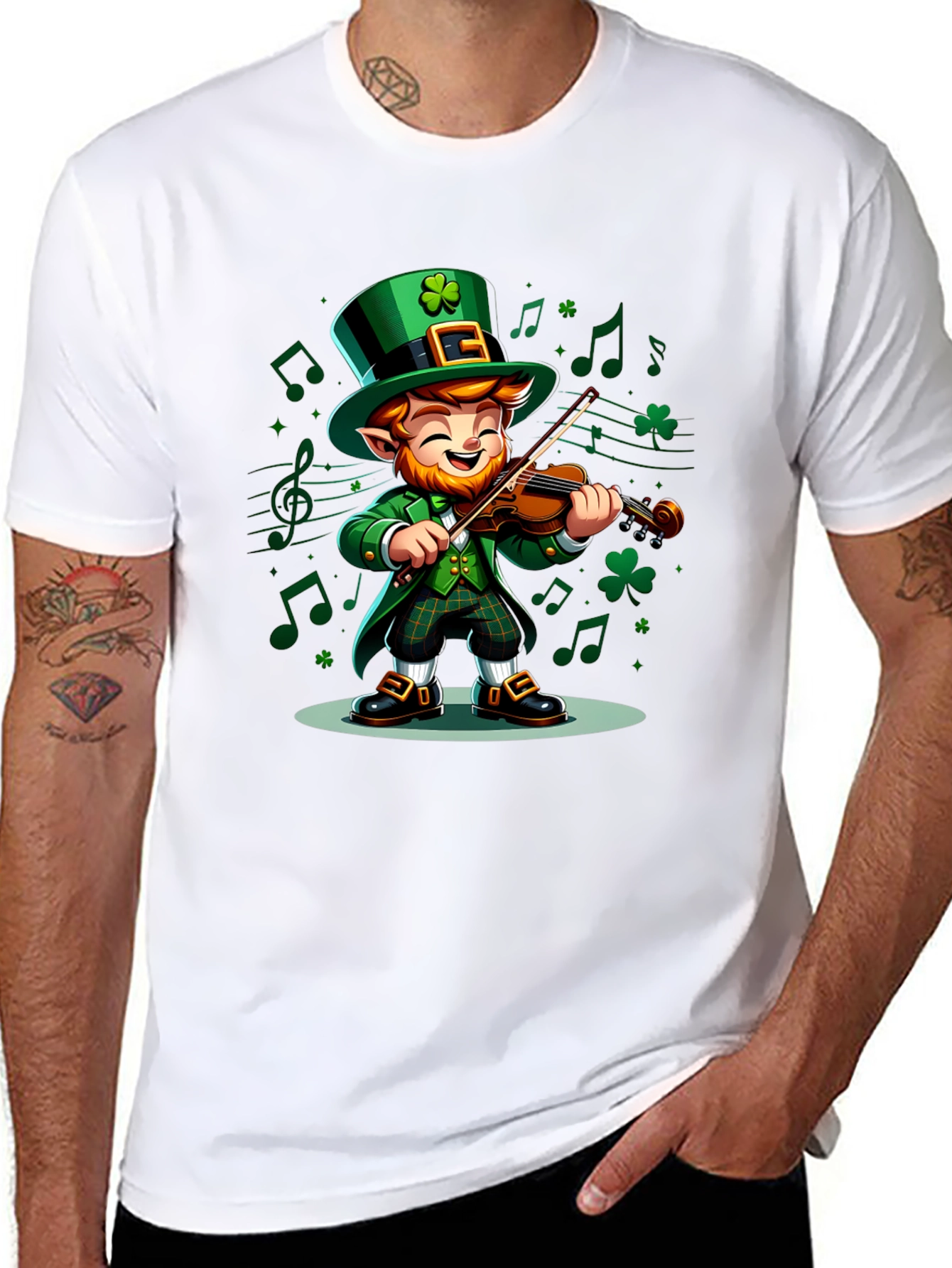 Leprechaun Musician Graphic Tee - St. Patricks Day Style