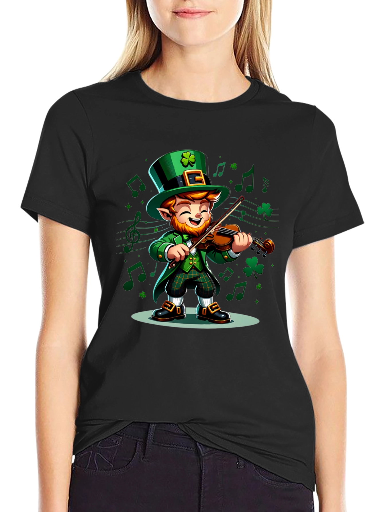 Leprechaun Musician Graphic Tee - St. Patricks Day Style