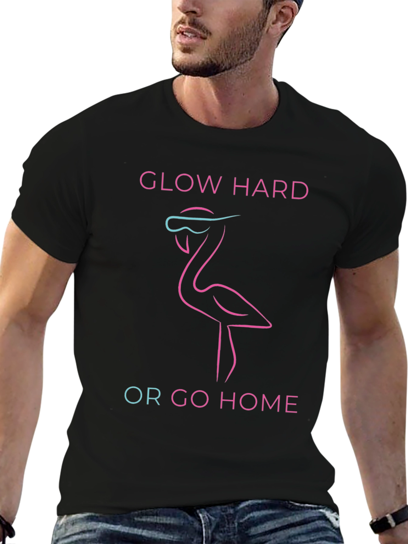Glow Hard Flamingo Graphic Tee
