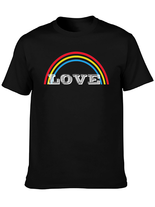 Love Rainbow Graphic Tee - Black Cotton Blend Shirt