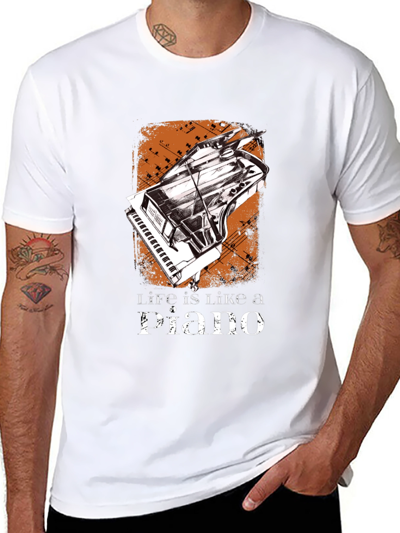 Life is Like a Piano Graphic Tee - Black