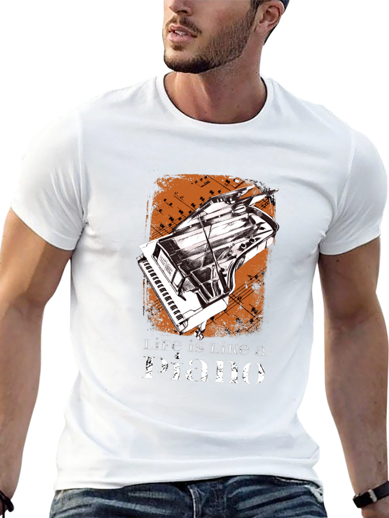 Life is Like a Piano Graphic Tee - Black