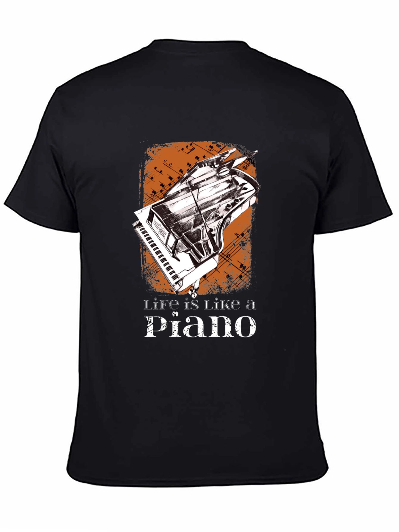 Life is Like a Piano Graphic Tee - Black