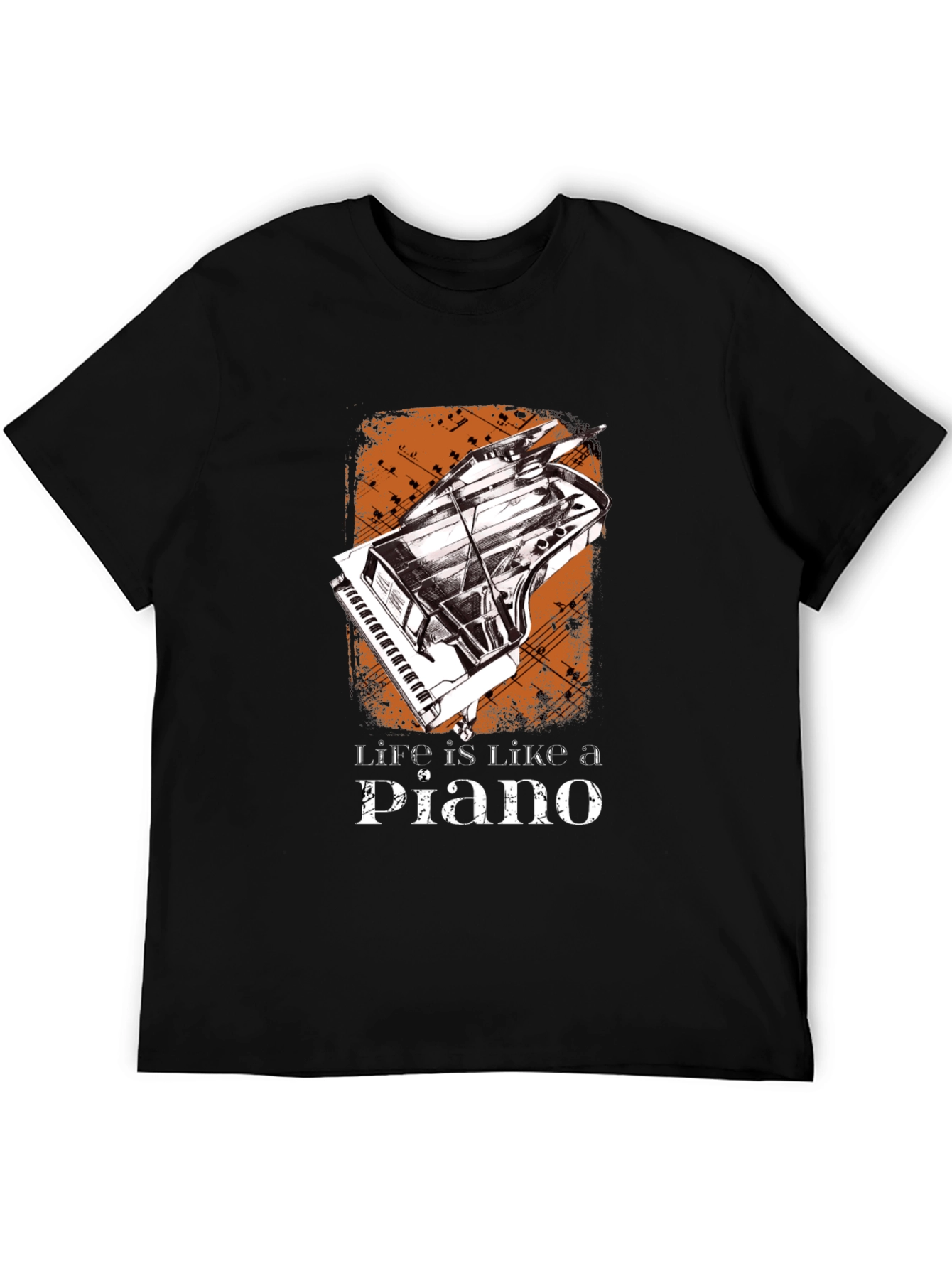 Life is Like a Piano Graphic Tee - Black