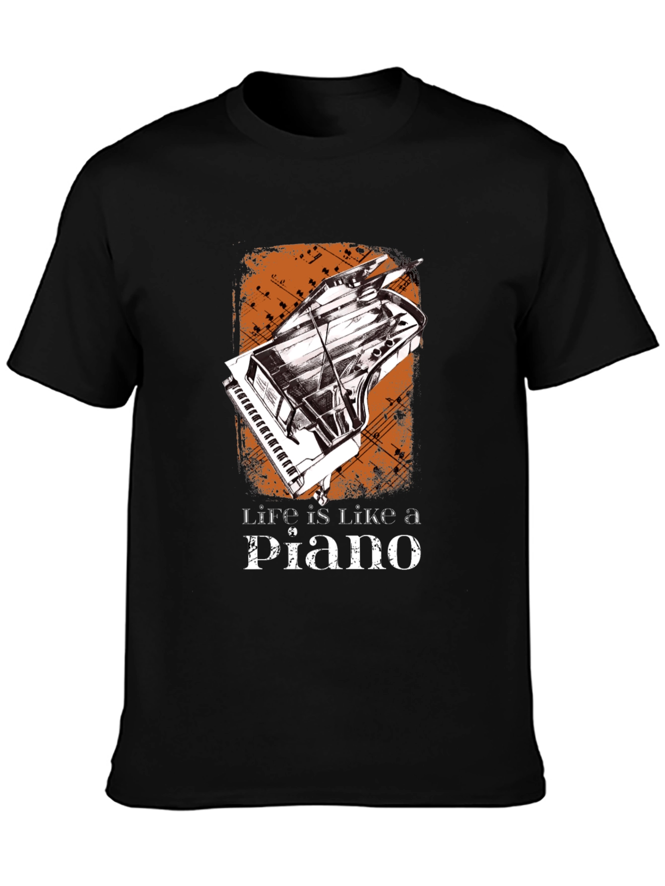 Life is Like a Piano Graphic Tee - Black