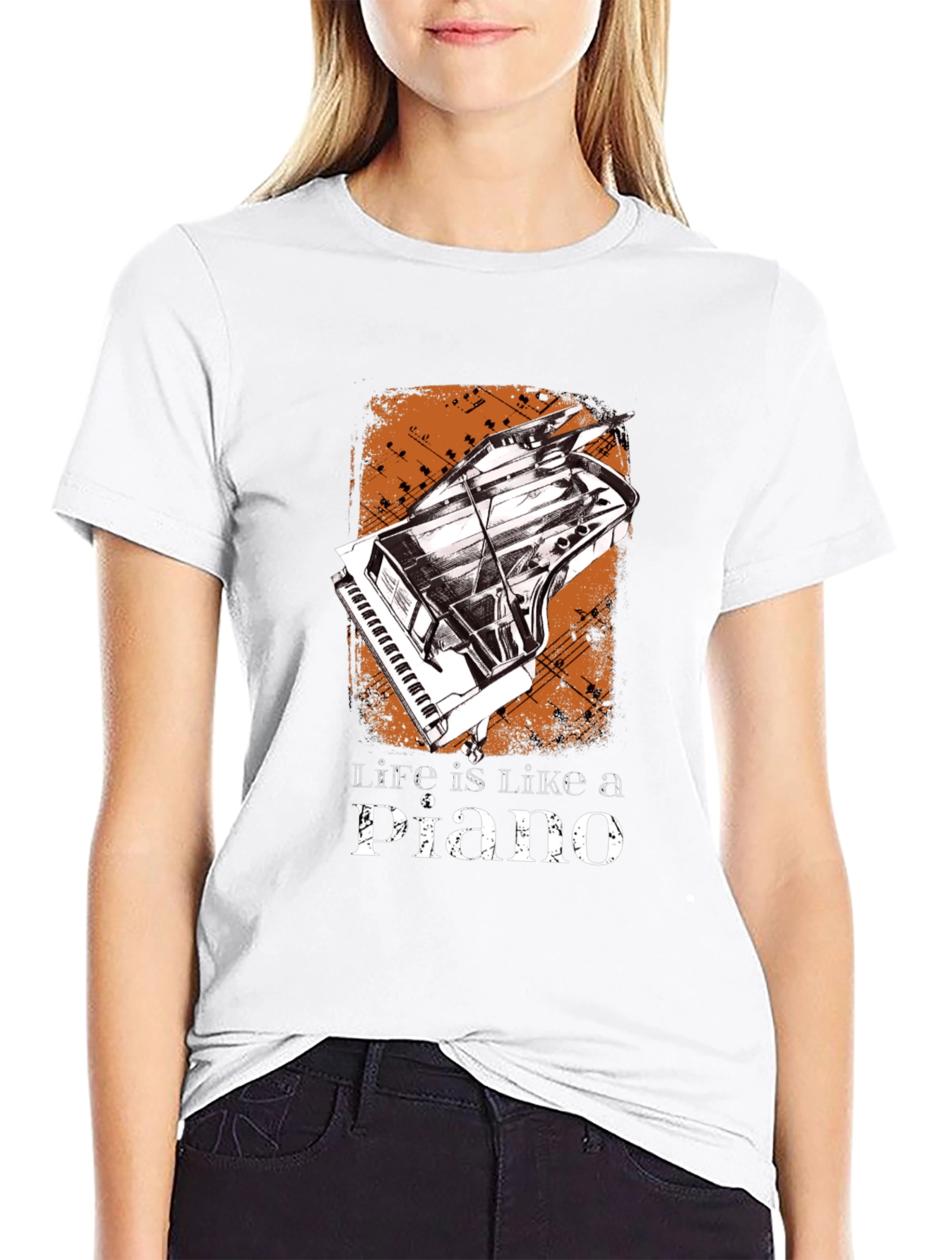 Life is Like a Piano Graphic Tee - Black