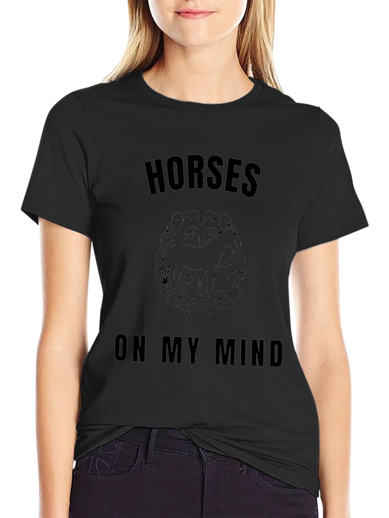 Horses On My Mind Graphic Tee - Black