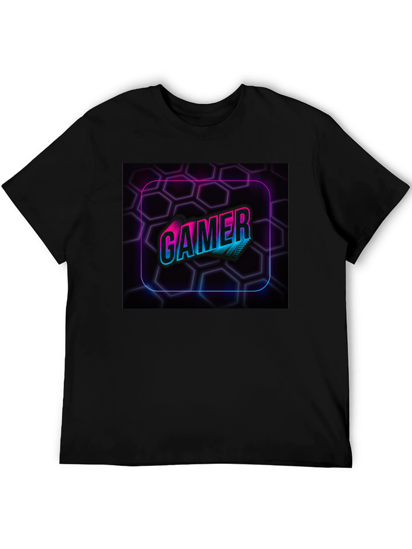 Neon Gamer Graphic Black T-Shirt