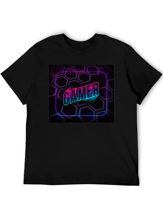 Neon Gamer Graphic Black T-Shirt