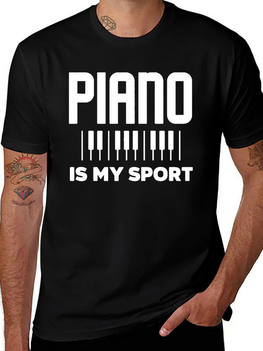 Piano is My Sport Black T-Shirt