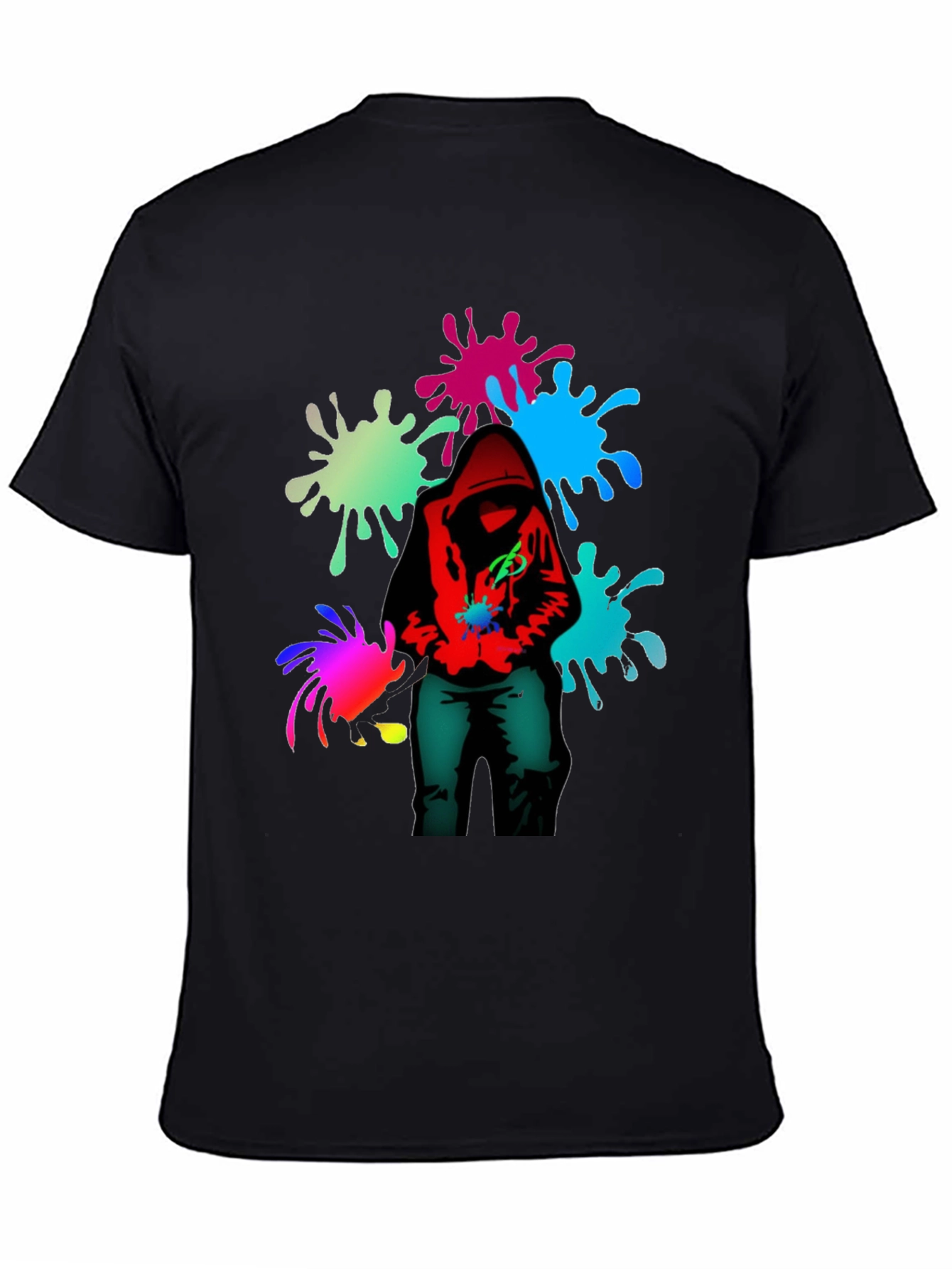 Hooded Graffiti Splatter T-Shirt - Edgy Street Style