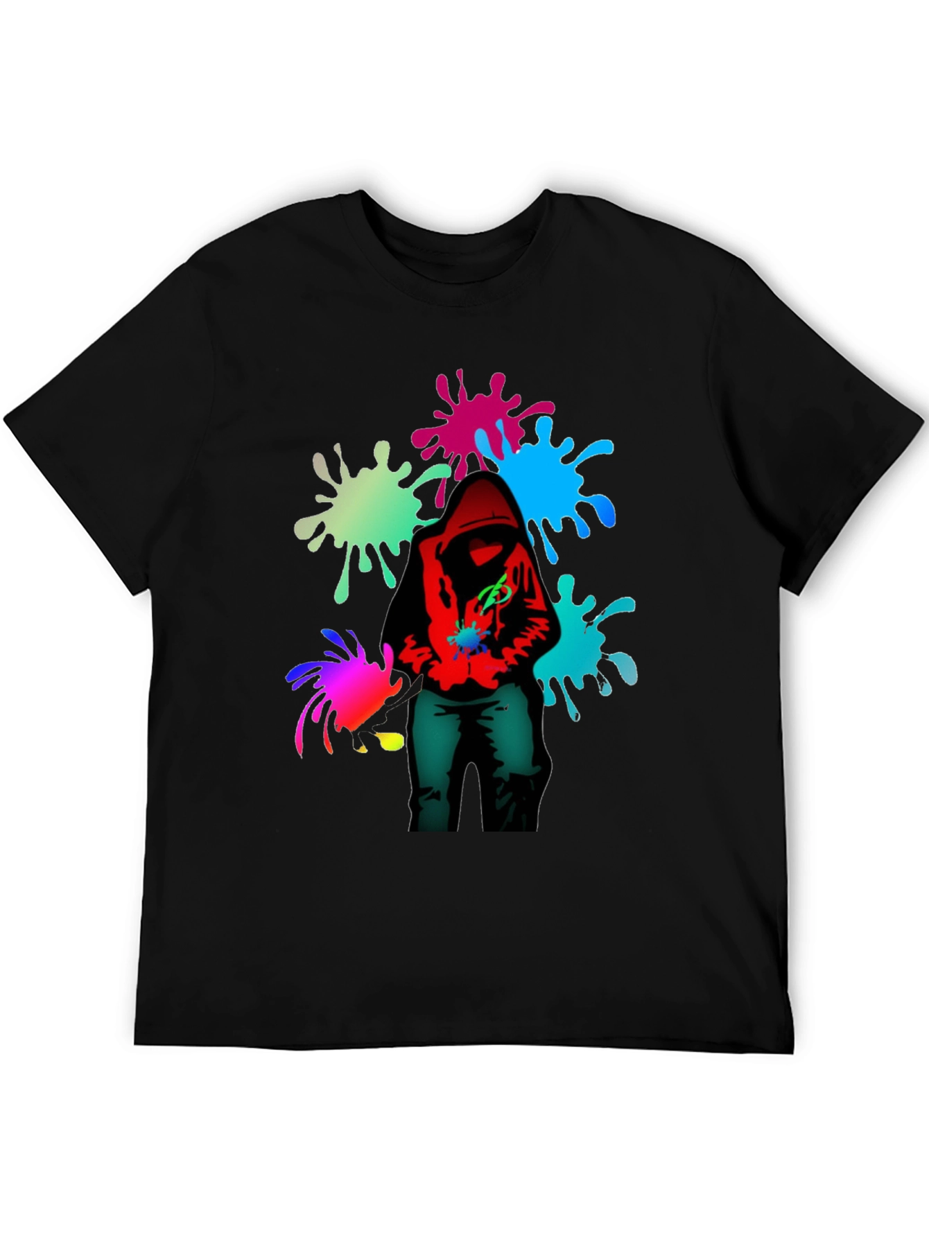 Hooded Graffiti Splatter T-Shirt - Edgy Street Style